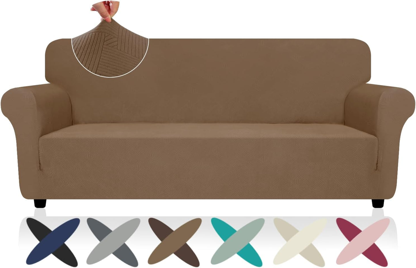 ZNSAYOTX Super Stretch Couch Cover (72"-92") Universal Sofa Covers with Elastic Bottom, Dog Cat Pets Friendly Washable Furniture Protector Fitted Sofa Slipcovers Stay in Place (Dark Grey, Sofa)