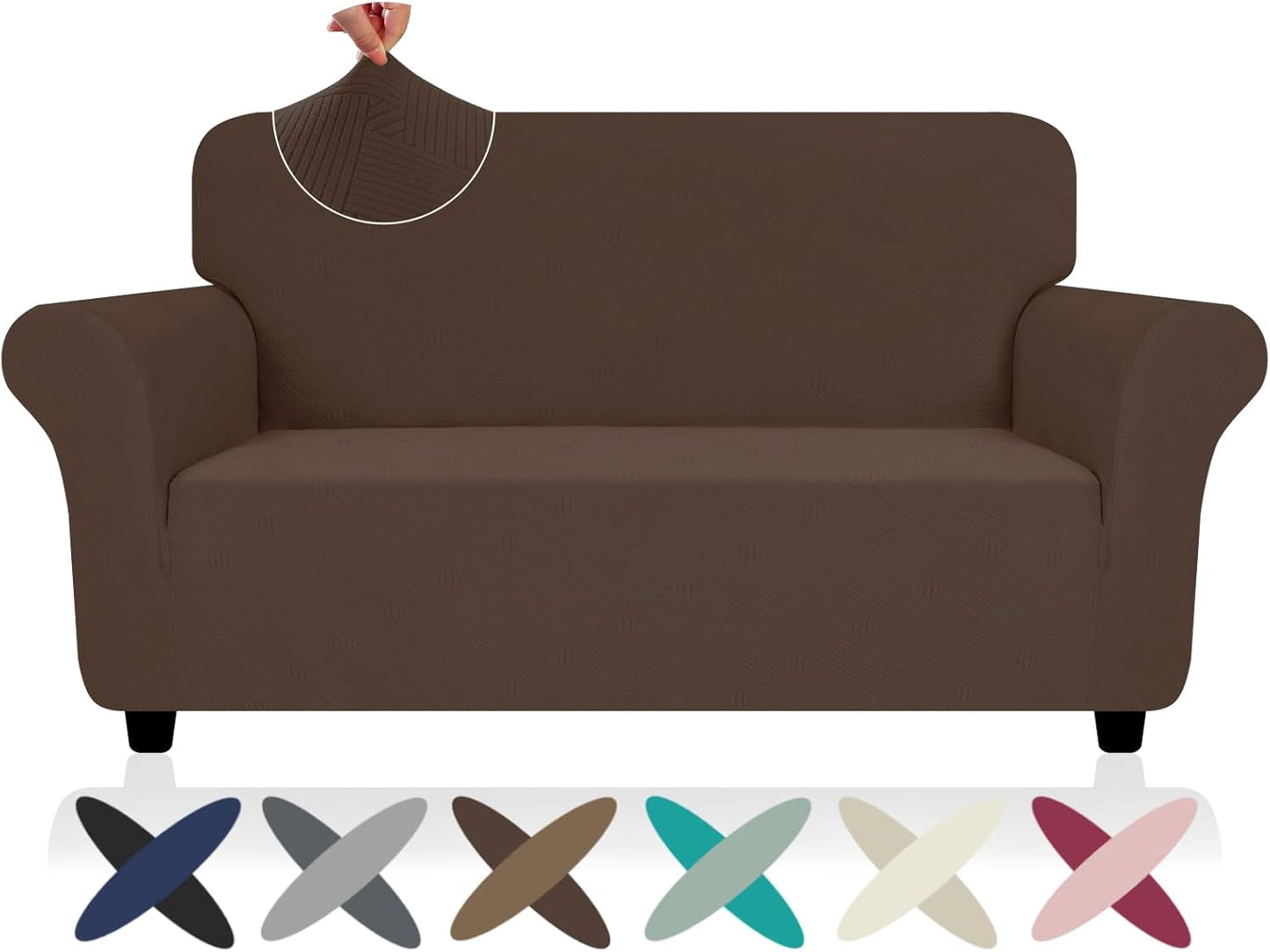 ZNSAYOTX Super Stretch Couch Cover (72"-92") Universal Sofa Covers with Elastic Bottom, Dog Cat Pets Friendly Washable Furniture Protector Fitted Sofa Slipcovers Stay in Place (Dark Grey, Sofa)