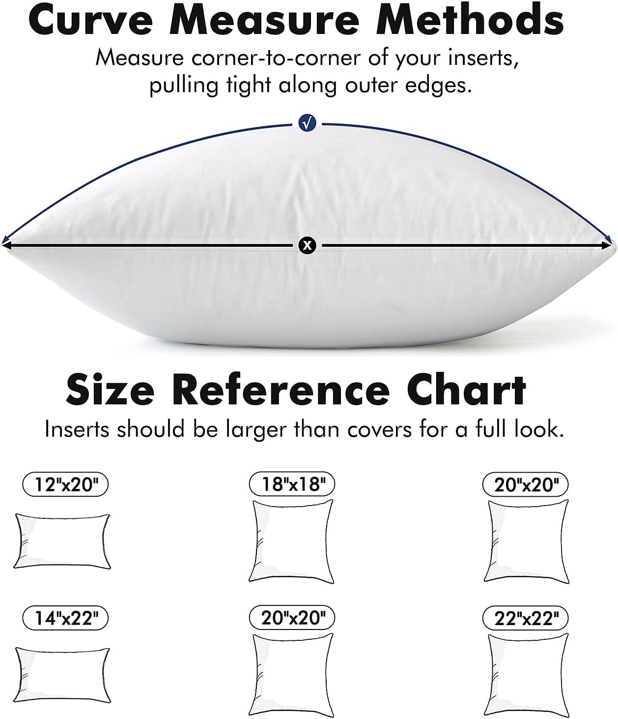 MIULEE 20 x 20 Goose Feather Down Pillows with 100% Cotton Cover, Set of 2 Soft Fluffy Decorative Pillow Inserts for Sofa Bed Couch Living Room White