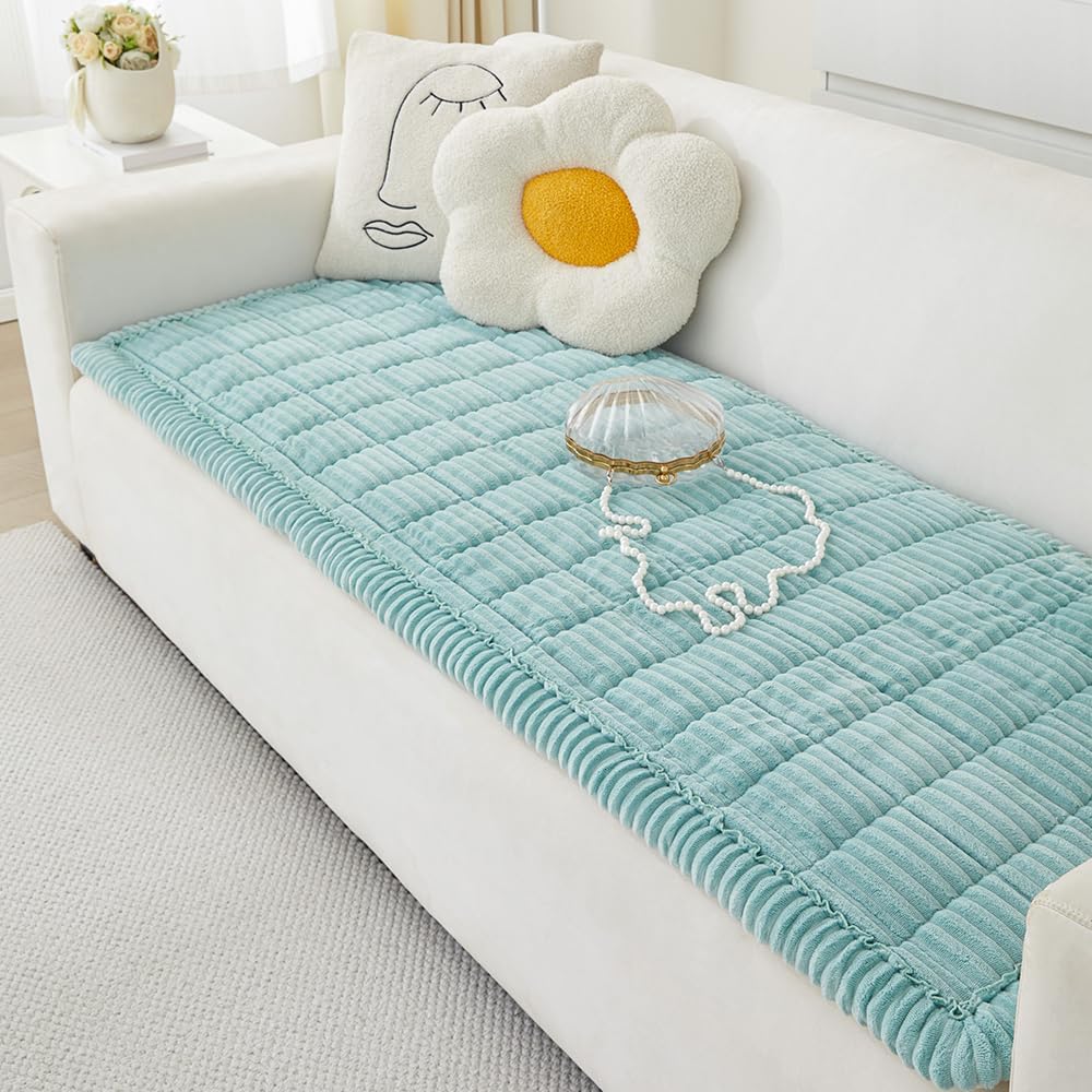 Couch Cover for Dogs Washable, Fuzzy Pet Couch Covers for 3 Cushion Sofa Pet Friendly, Non Slip Sofa Cover (White, 27.6" x 70.9"/70 x 180cm)
