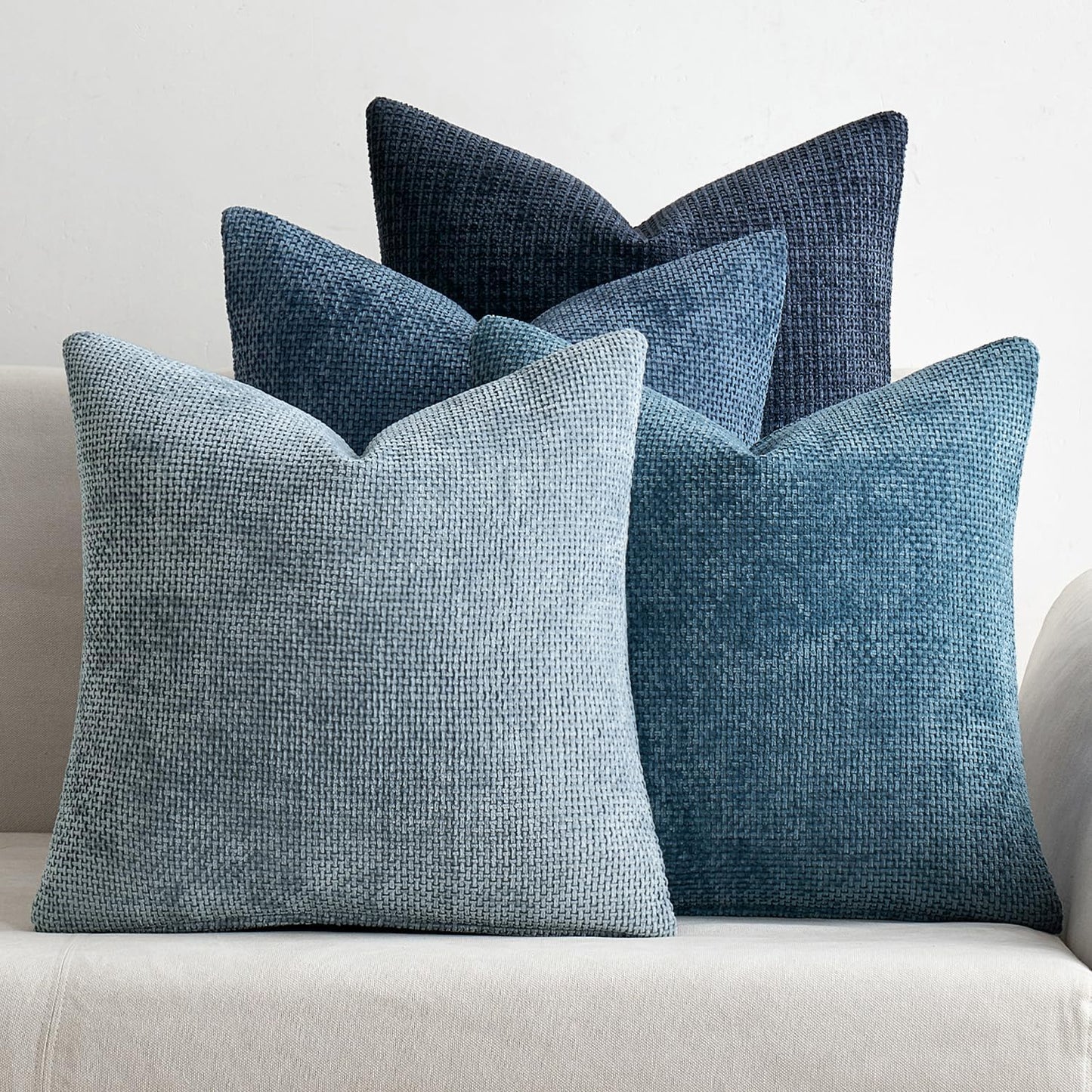 MIULEE Pack of 4 Couch Throw Pillow Covers 20x20 Inch Khaki Soft Decorative Chenille Pillow Covers Farmhouse Accent Cushion Covers for Boho Home Decor Sofa Bedroom Living Room