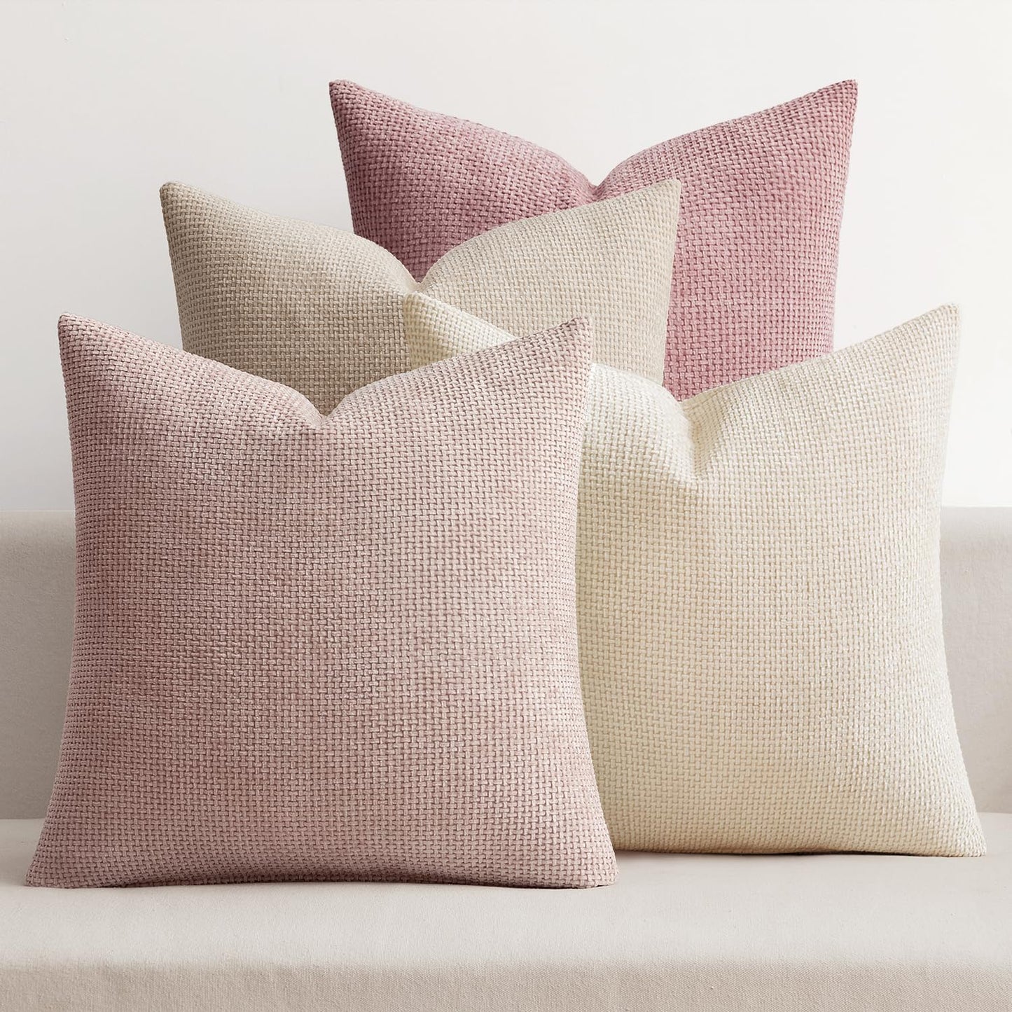 MIULEE Pack of 4 Couch Throw Pillow Covers 20x20 Inch Khaki Soft Decorative Chenille Pillow Covers Farmhouse Accent Cushion Covers for Boho Home Decor Sofa Bedroom Living Room