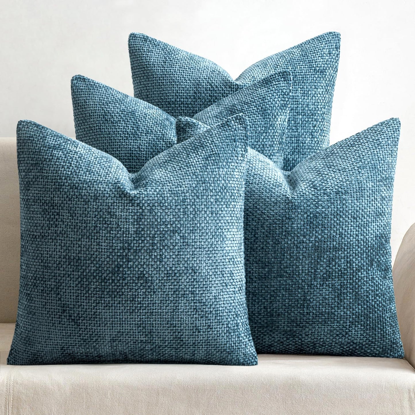 MIULEE Pack of 4 Couch Throw Pillow Covers 20x20 Inch Khaki Soft Decorative Chenille Pillow Covers Farmhouse Accent Cushion Covers for Boho Home Decor Sofa Bedroom Living Room