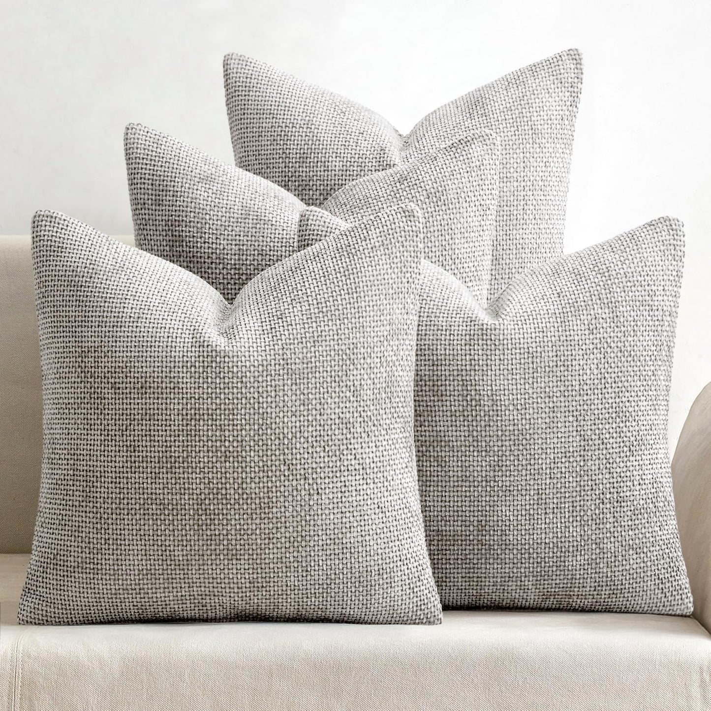 MIULEE Pack of 4 Couch Throw Pillow Covers 20x20 Inch Khaki Soft Decorative Chenille Pillow Covers Farmhouse Accent Cushion Covers for Boho Home Decor Sofa Bedroom Living Room