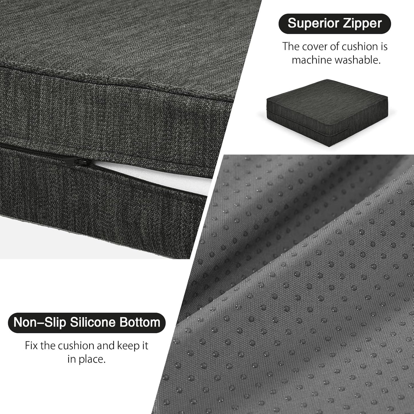 baibu Dual-Layer Gel Memory Foam Recliner Cushions for Elderly, 20x20x5 Inch Thick Chair Cushion Suitable for Couches, Armchair, Wheelchair for Easy to Stand Up & Reduce Hip & Lumbar Pain, Black