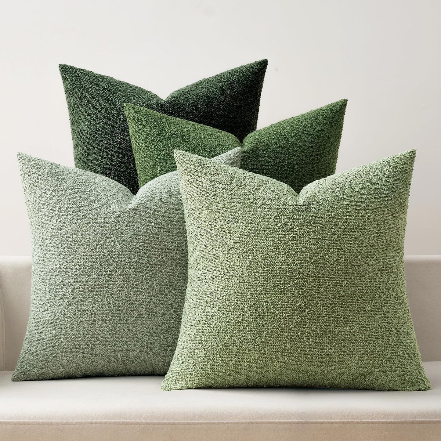 MIULEE Pack of 4 Decorative Textured Boucle Throw Pillow Covers 18x18 Inch Neutral Accent Solid Pillow Cases Soft Couch Cushion Covers for Modern Farmhouse Boho Chair Sofa Bed Livingroom Home Decor