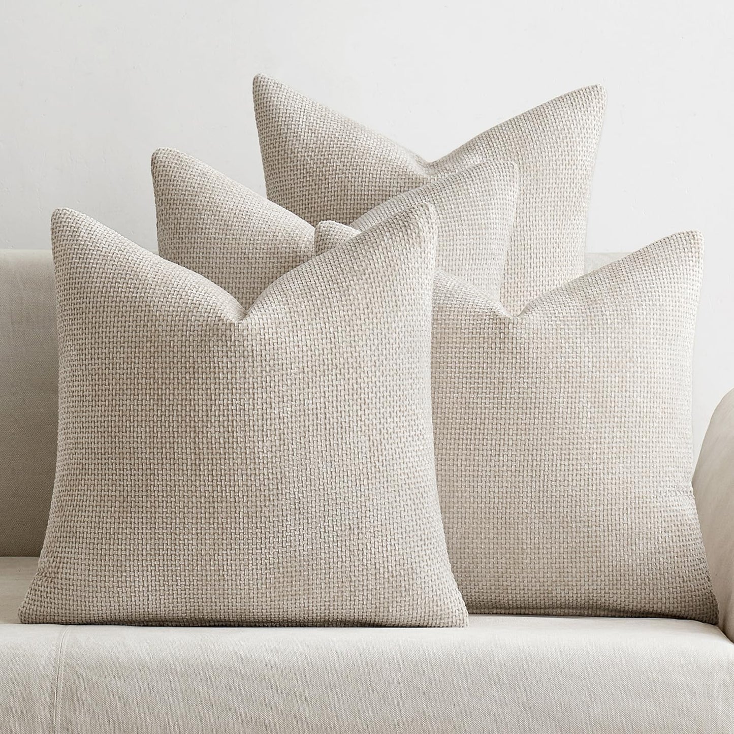 MIULEE Pack of 4 Couch Throw Pillow Covers 20x20 Inch Khaki Soft Decorative Chenille Pillow Covers Farmhouse Accent Cushion Covers for Boho Home Decor Sofa Bedroom Living Room