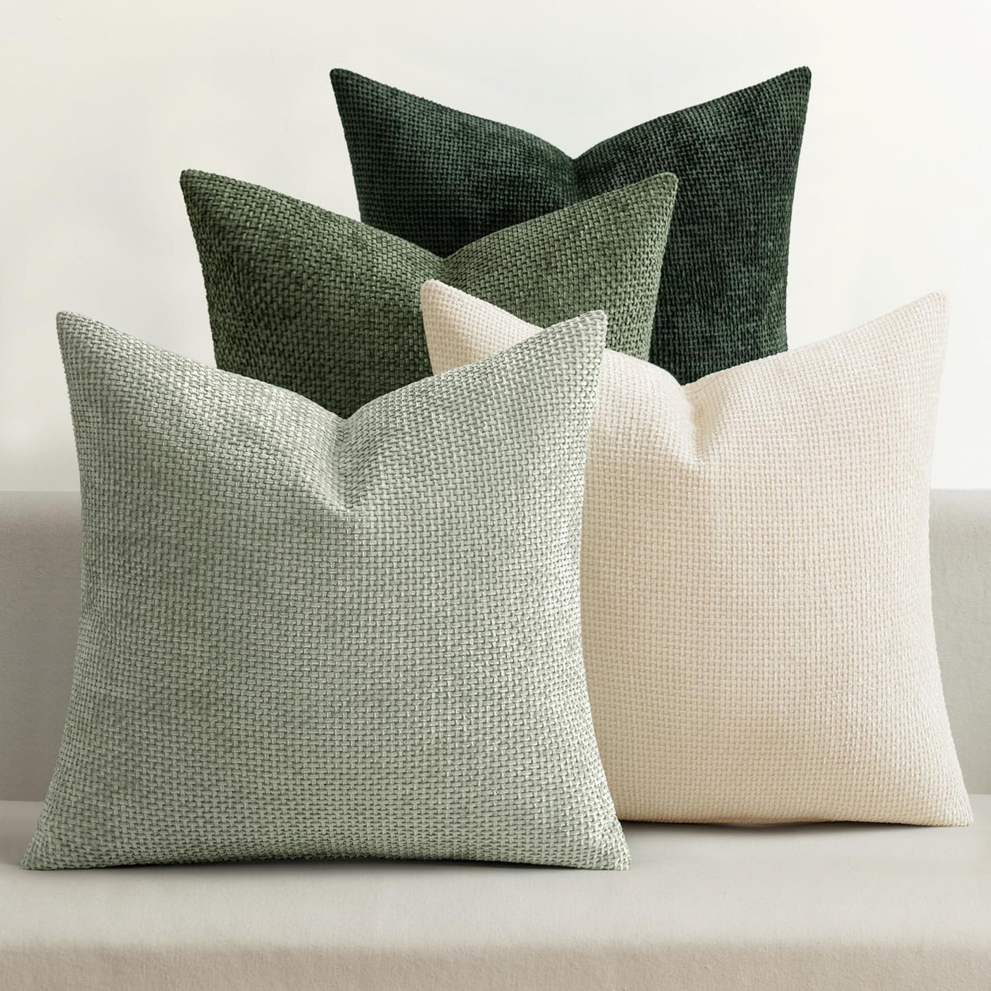 MIULEE Pack of 4 Couch Throw Pillow Covers 20x20 Inch Khaki Soft Decorative Chenille Pillow Covers Farmhouse Accent Cushion Covers for Boho Home Decor Sofa Bedroom Living Room