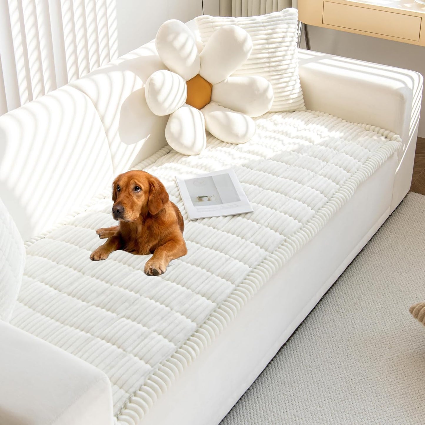 Mivnue Pet Couch Cover, Couch Covers for Dogs, Washable Dog Sofa Covers Couch Protector, Fuzzy Non Slip Couch Slipcover Pet Friendly (Brown, 27.6" x 59.1")
