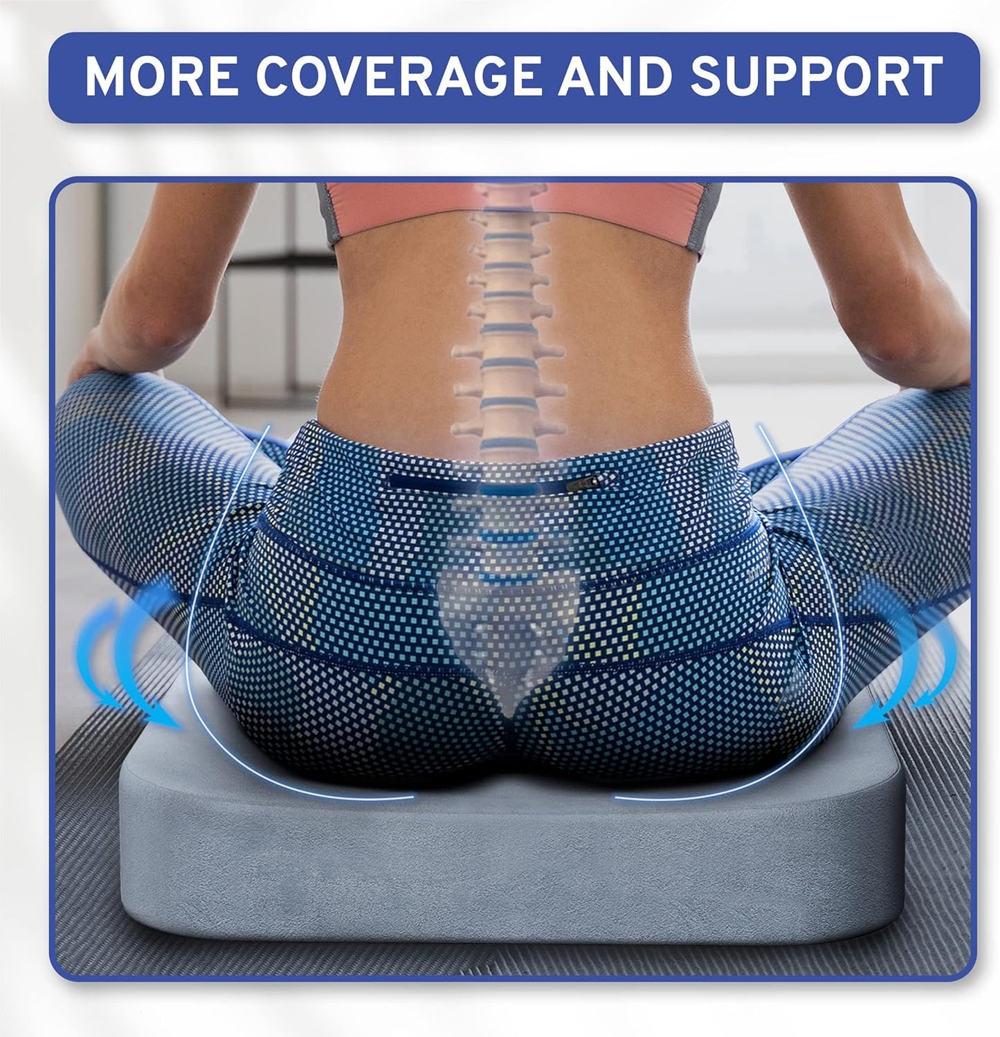 Seat Cushion Extra Large - Firm Memory Foam Chair Pad for Recliner, Wheelchair, Office Chair, Stadium, Bleacher, Car, Floor, Patio Furniture, Bariatric Overweight Users 19”x17”x3”