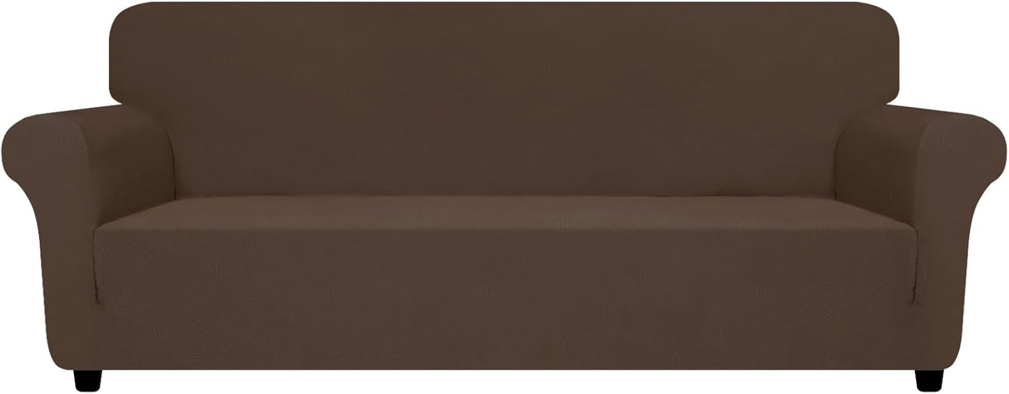 ZNSAYOTX Super Stretch Couch Cover (72"-92") Universal Sofa Covers with Elastic Bottom, Dog Cat Pets Friendly Washable Furniture Protector Fitted Sofa Slipcovers Stay in Place (Dark Grey, Sofa)