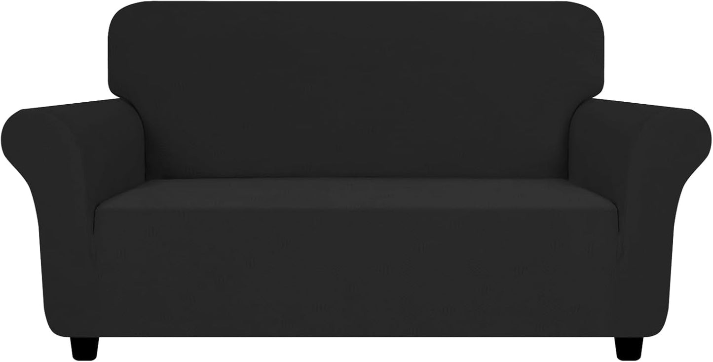ZNSAYOTX Super Stretch Couch Cover (72"-92") Universal Sofa Covers with Elastic Bottom, Dog Cat Pets Friendly Washable Furniture Protector Fitted Sofa Slipcovers Stay in Place (Dark Grey, Sofa)