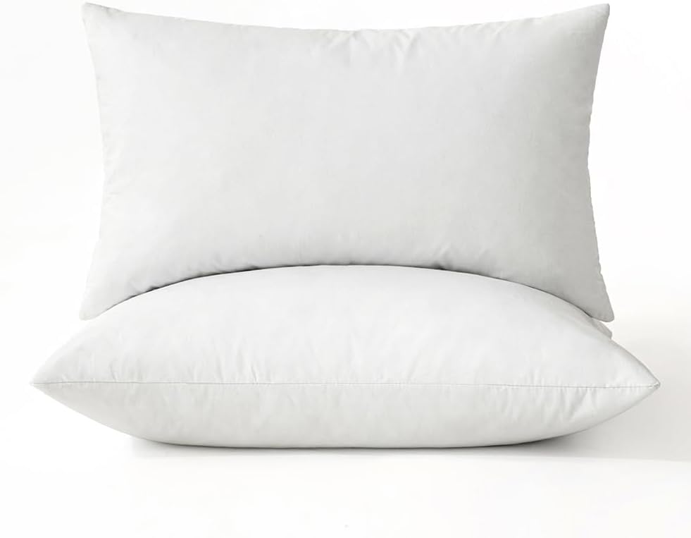MIULEE 22x22 Pillow Inserts,Set of 2 Down Feather Throw Pillows for Couch Sofa Bed, Decorative Fluffy Throw Pillow Inserts Cotton Fabric,White