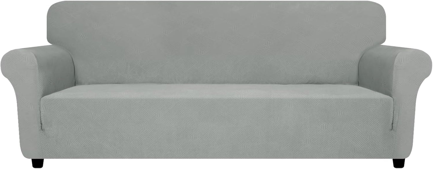 ZNSAYOTX Super Stretch Couch Cover (72"-92") Universal Sofa Covers with Elastic Bottom, Dog Cat Pets Friendly Washable Furniture Protector Fitted Sofa Slipcovers Stay in Place (Dark Grey, Sofa)