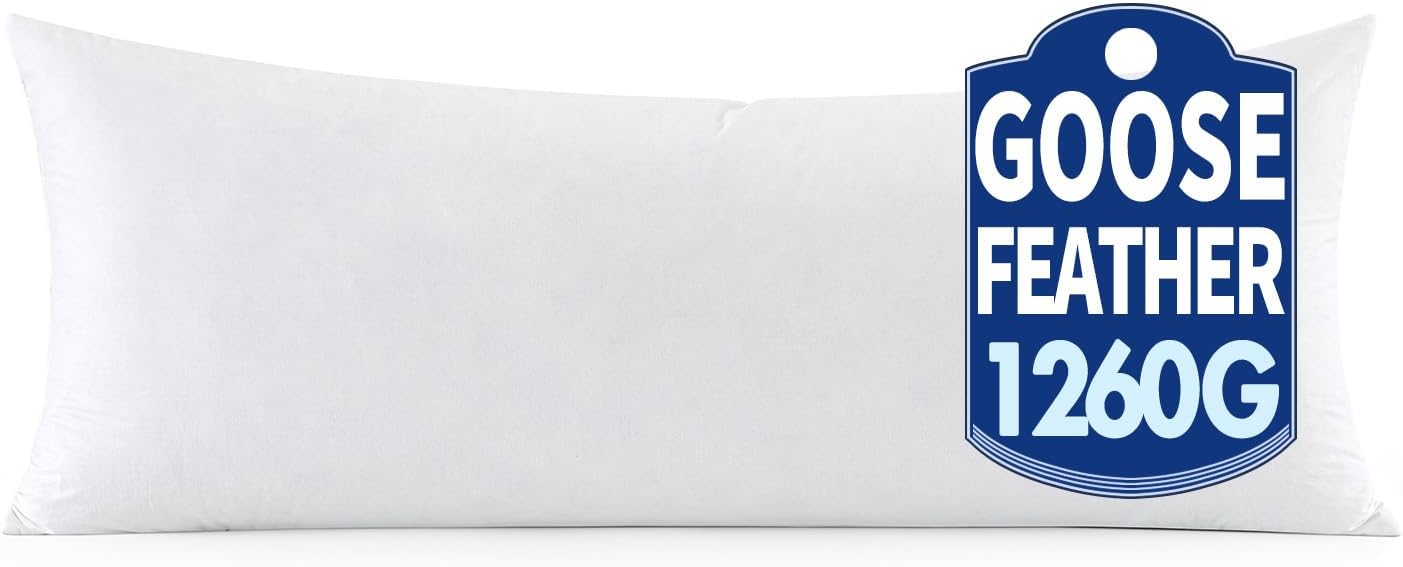 MIULEE 20 x 20 Goose Feather Down Pillows with 100% Cotton Cover, Set of 2 Soft Fluffy Decorative Pillow Inserts for Sofa Bed Couch Living Room White