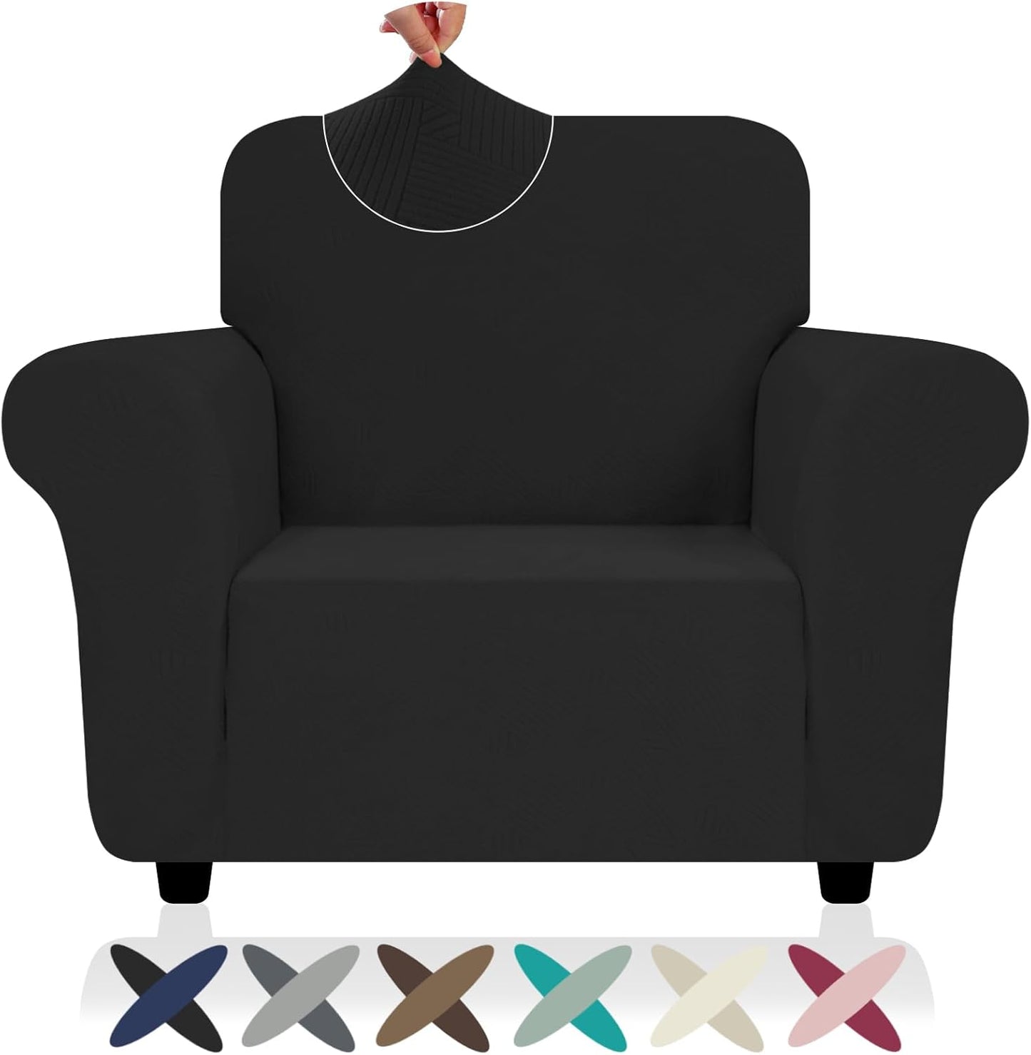 ZNSAYOTX Super Stretch Couch Cover (72"-92") Universal Sofa Covers with Elastic Bottom, Dog Cat Pets Friendly Washable Furniture Protector Fitted Sofa Slipcovers Stay in Place (Dark Grey, Sofa)