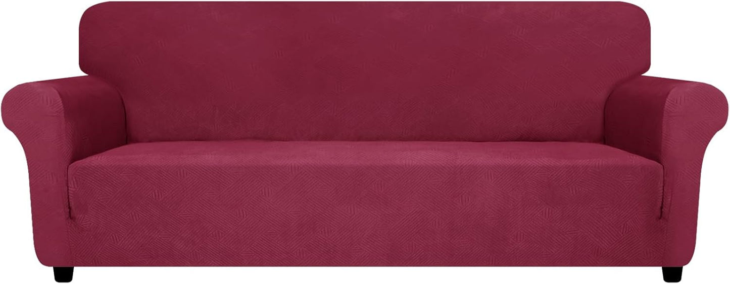 ZNSAYOTX Super Stretch Couch Cover (72"-92") Universal Sofa Covers with Elastic Bottom, Dog Cat Pets Friendly Washable Furniture Protector Fitted Sofa Slipcovers Stay in Place (Dark Grey, Sofa)