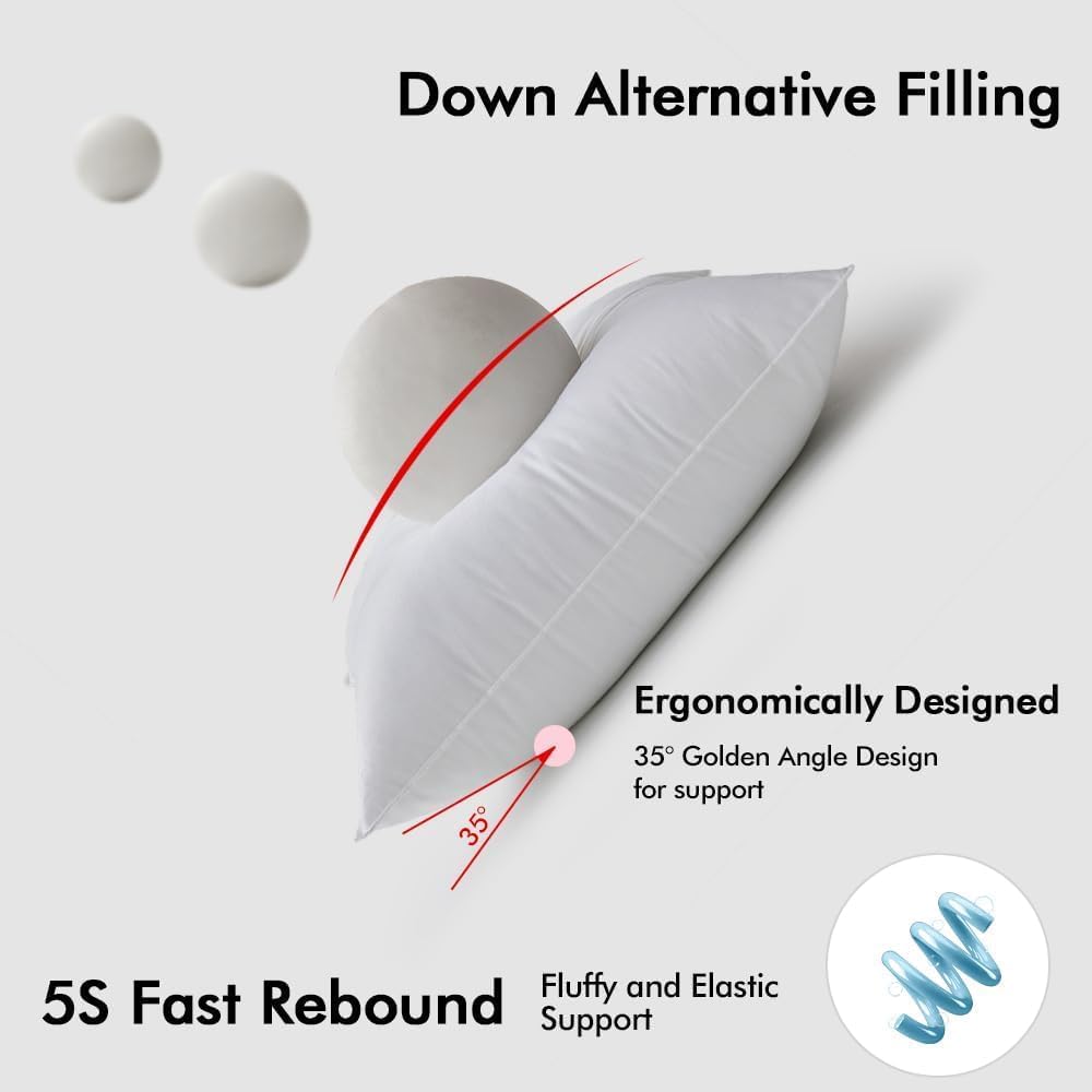 MIULEE 24x24 Pillow Inserts,Down Alternative Pack of 2 Euro Decorative Throw Pillows for Sofa Couch Bed, Ultra Soft Fluffy Bed Sleeping Form