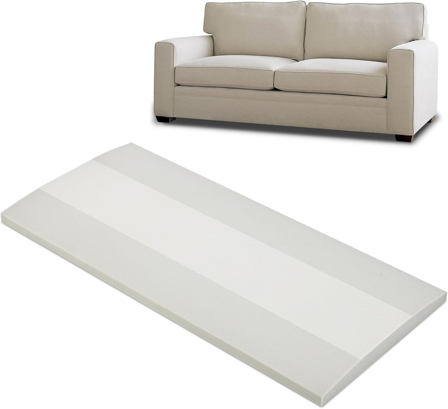 HAVARGO Couch Cushion Support High Density Foam 22X22X2.4 Inches Sofa Couch Supports for Sagging Cushions Light Grey 3Pc with Anti Slip Mesh Fabric