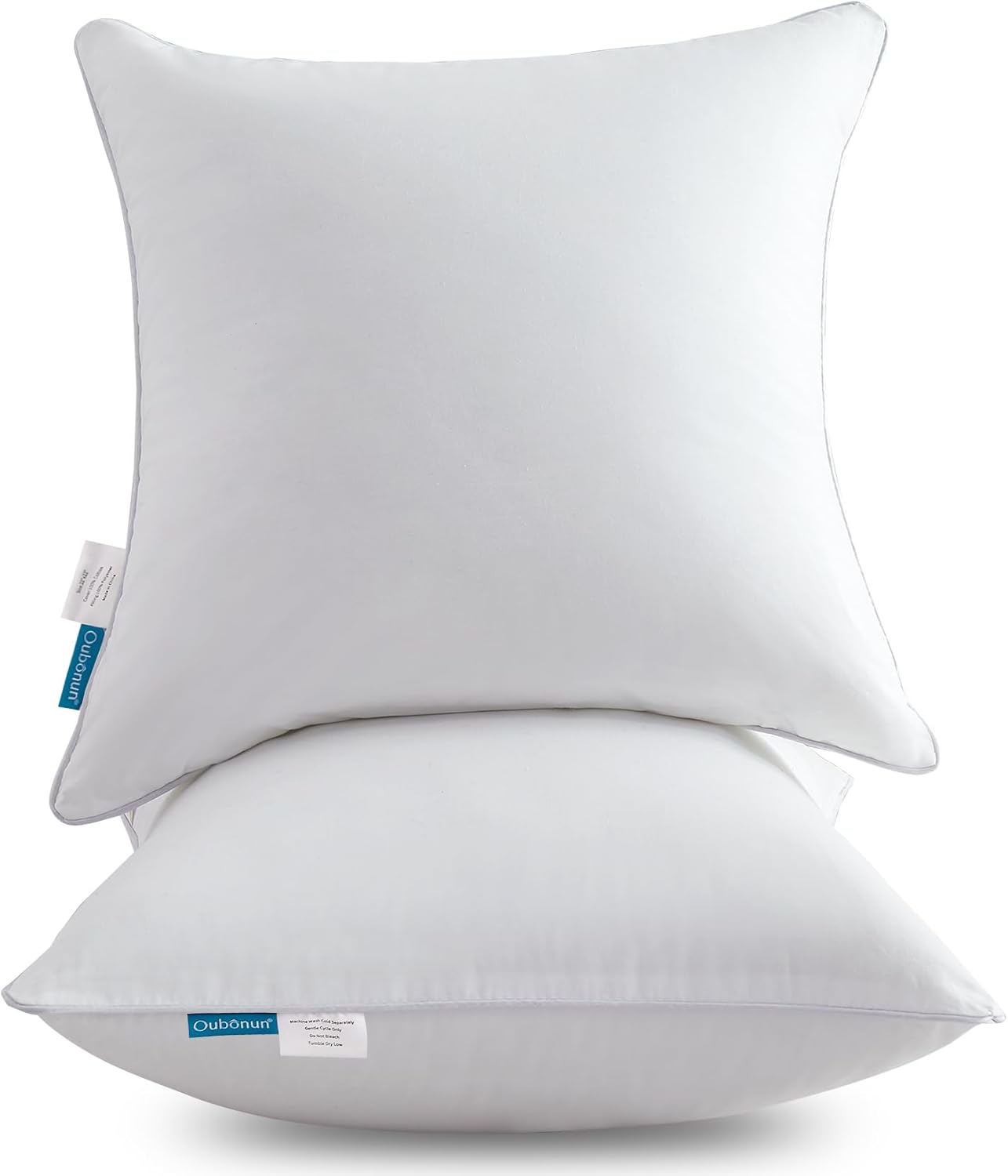 Oubonun 22 x 22 Throw Pillow Inserts (Set of 2) with 100% Cotton Cover - 22 Inch Square Interior Sofa Decorative Pillow Insert Pair - White Couch Pillow