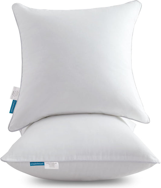 Oubonun 22 x 22 Throw Pillow Inserts (Set of 2) with 100% Cotton Cover - 22 Inch Square Interior Sofa Decorative Pillow Insert Pair - White Couch Pillow