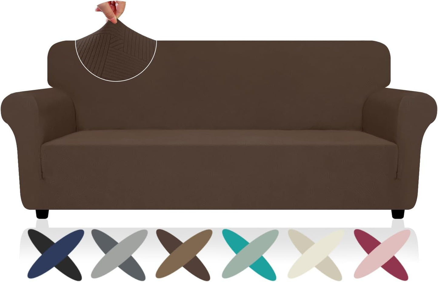 ZNSAYOTX Super Stretch Couch Cover (72"-92") Universal Sofa Covers with Elastic Bottom, Dog Cat Pets Friendly Washable Furniture Protector Fitted Sofa Slipcovers Stay in Place (Dark Grey, Sofa)