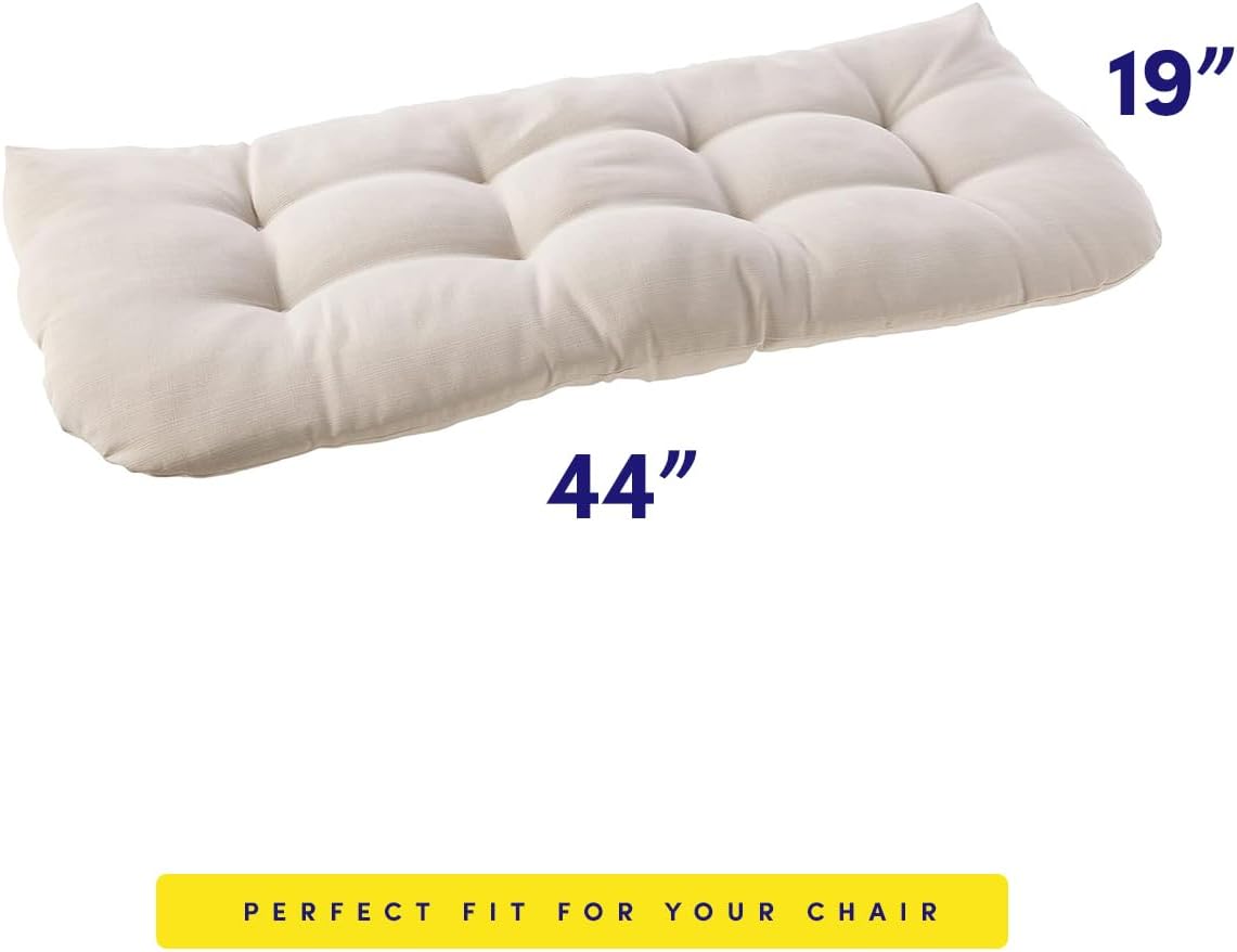 Sweet Home Collection Patio Chair Cushions Outdoor Loveseat Lounge Seat Pads Premium Comfortable Thick Fiber Fill Tufted 44" x 19", 1 Count (Pack of 1), Cream