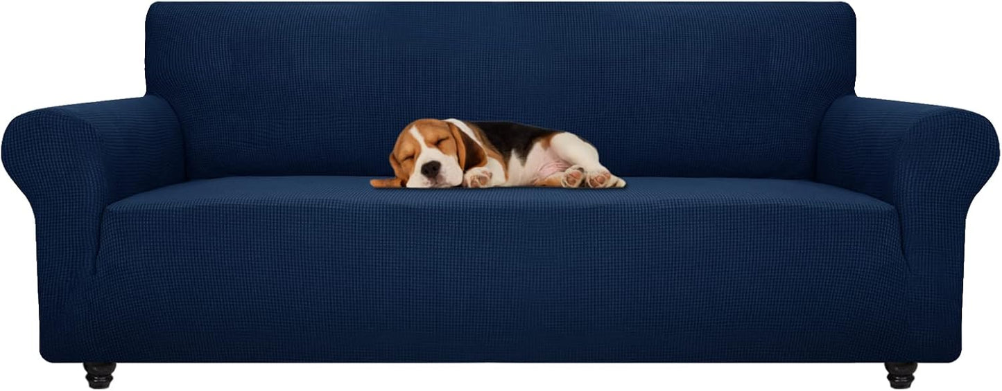 ZNSAYOTX Super Stretch Couch Cover (72"-92") Universal Sofa Covers with Elastic Bottom, Dog Cat Pets Friendly Washable Furniture Protector Fitted Sofa Slipcovers Stay in Place (Dark Grey, Sofa)