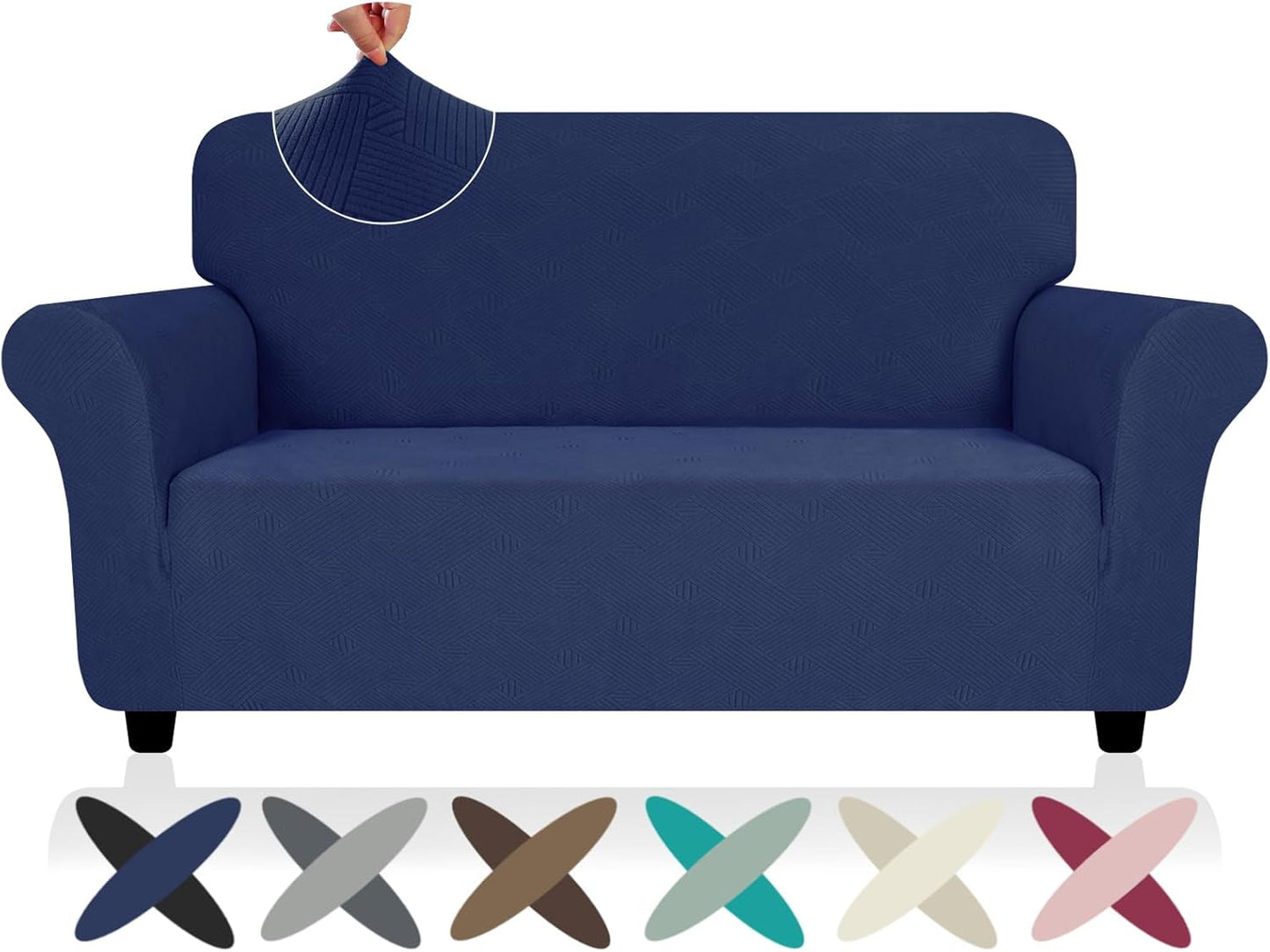 ZNSAYOTX Super Stretch Couch Cover (72"-92") Universal Sofa Covers with Elastic Bottom, Dog Cat Pets Friendly Washable Furniture Protector Fitted Sofa Slipcovers Stay in Place (Dark Grey, Sofa)
