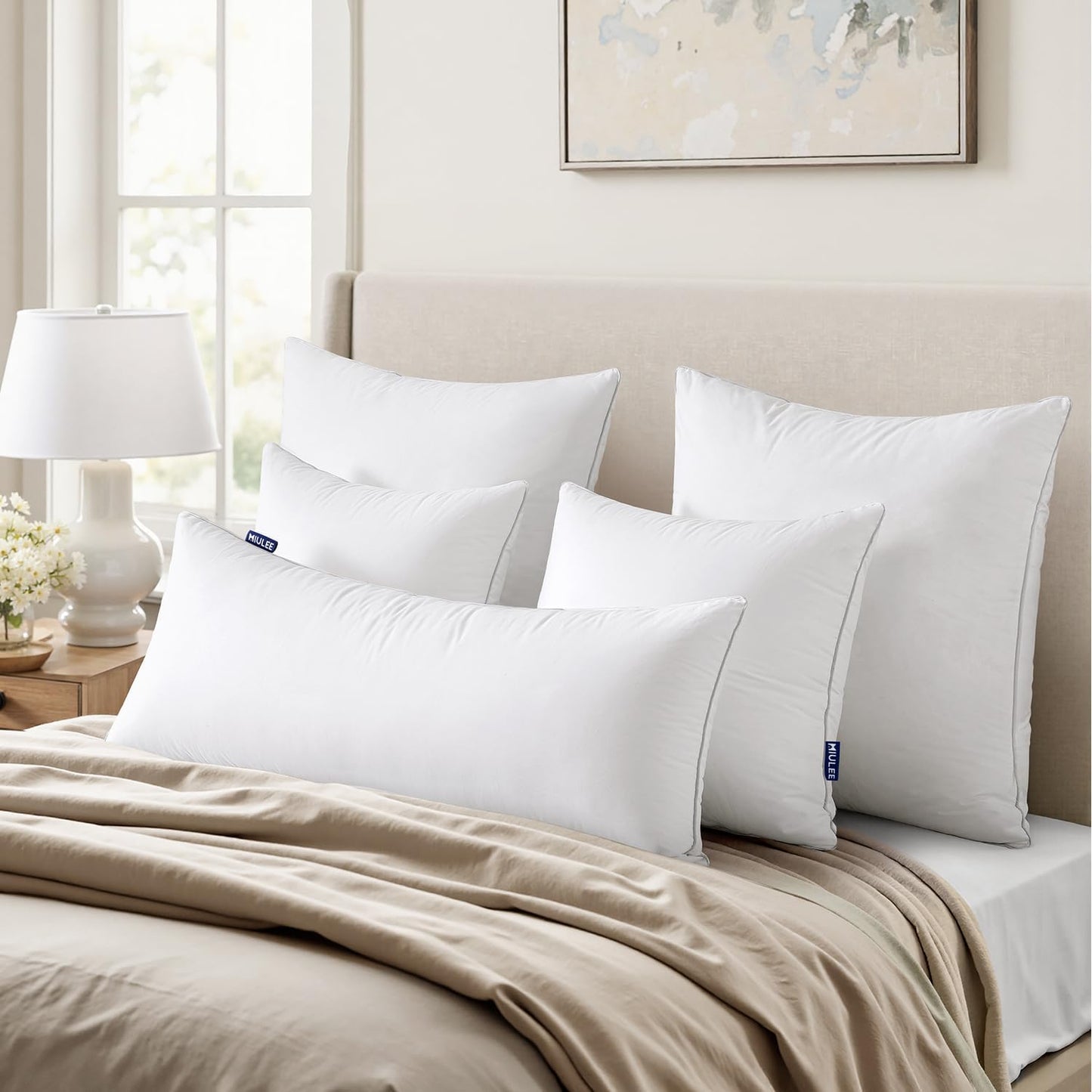 MIULEE 18x18 Pillow Inserts (Set of 4) -Decorative Throw Pillow with 100% Cotton Cover Square for Sofa Couch