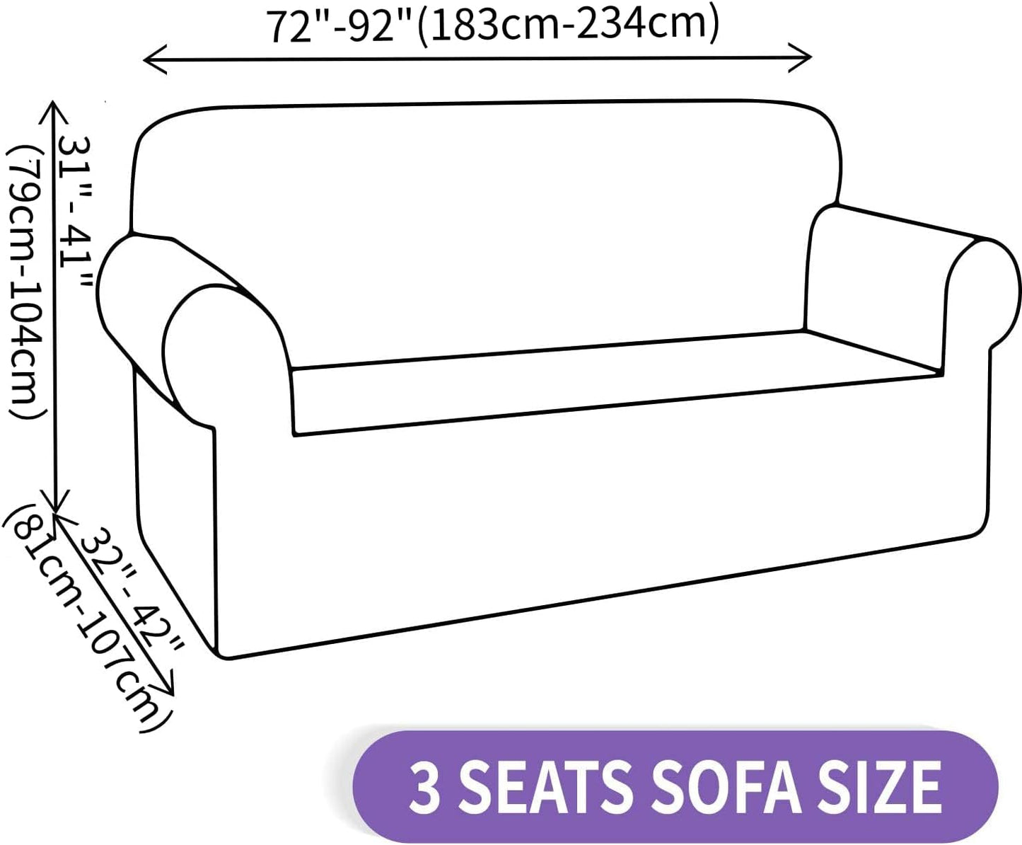 ZNSAYOTX Super Stretch Couch Cover (72"-92") Universal Sofa Covers with Elastic Bottom, Dog Cat Pets Friendly Washable Furniture Protector Fitted Sofa Slipcovers Stay in Place (Dark Grey, Sofa)