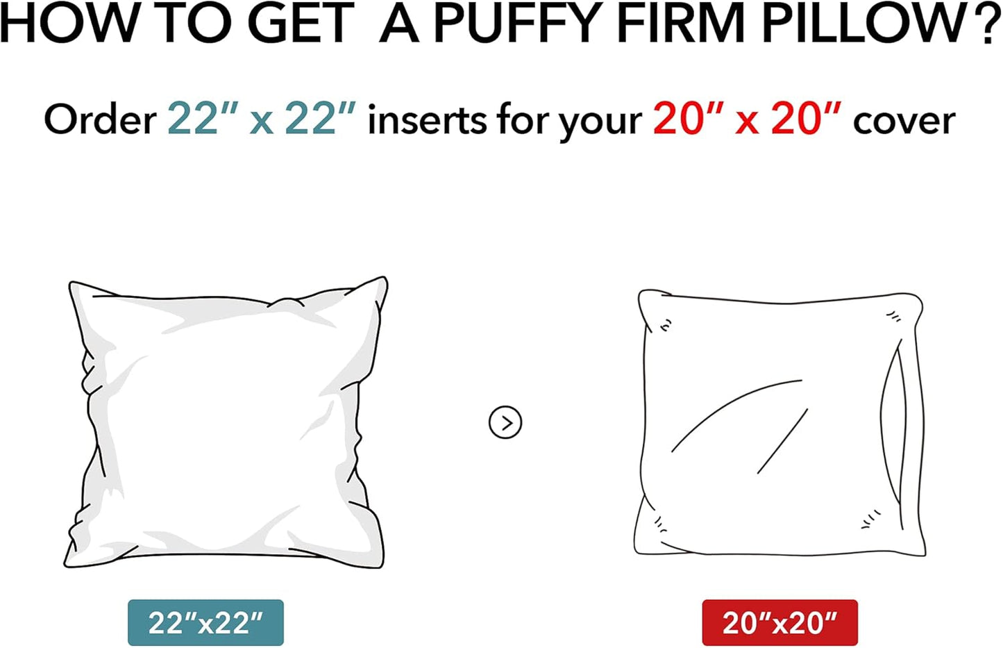 Oubonun 22 x 22 Throw Pillow Inserts (Set of 2) with 100% Cotton Cover - 22 Inch Square Interior Sofa Decorative Pillow Insert Pair - White Couch Pillow