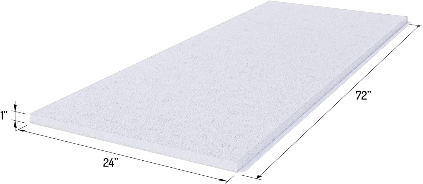 Foamy Foam High Density 3 inch Thick, 24 inch Wide, 72 inch Long Upholstery Foam, Cushion Replacement
