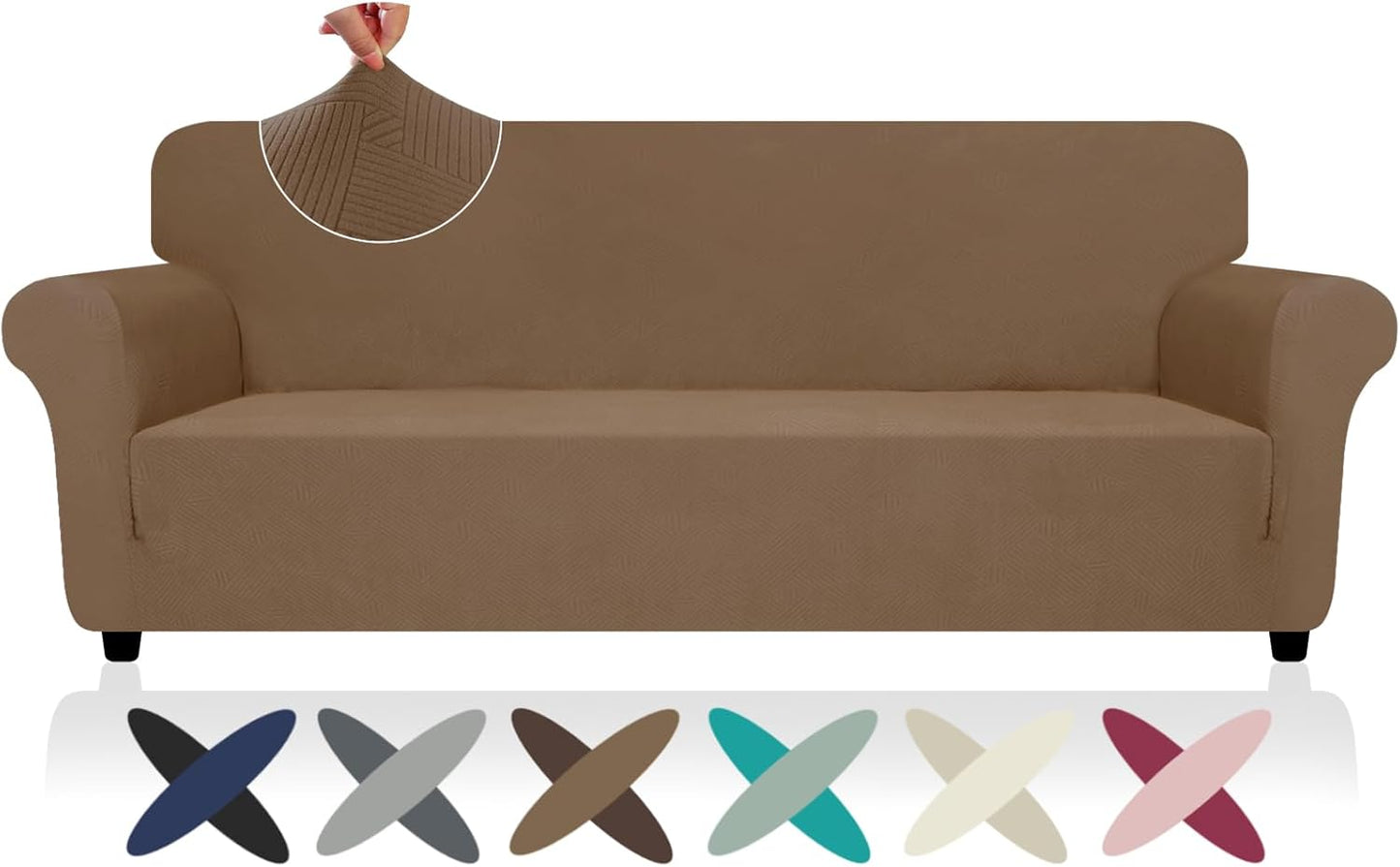 ZNSAYOTX Super Stretch Couch Cover (72"-92") Universal Sofa Covers with Elastic Bottom, Dog Cat Pets Friendly Washable Furniture Protector Fitted Sofa Slipcovers Stay in Place (Dark Grey, Sofa)