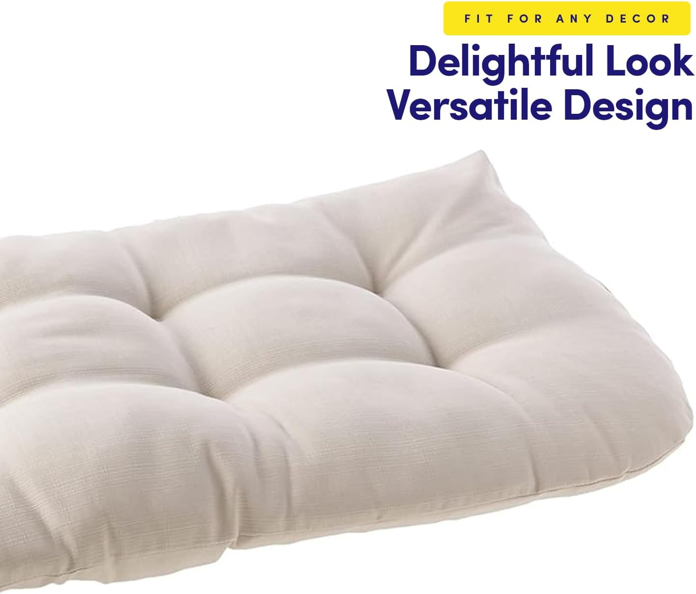 Sweet Home Collection Patio Chair Cushions Outdoor Loveseat Lounge Seat Pads Premium Comfortable Thick Fiber Fill Tufted 44" x 19", 1 Count (Pack of 1), Cream