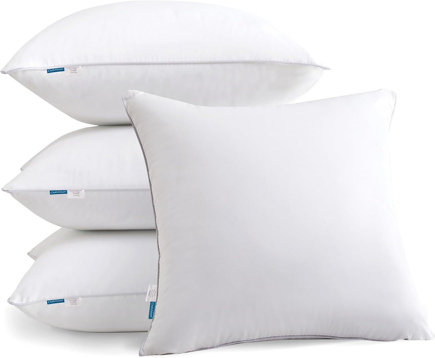 Oubonun 22 x 22 Throw Pillow Inserts (Set of 2) with 100% Cotton Cover - 22 Inch Square Interior Sofa Decorative Pillow Insert Pair - White Couch Pillow
