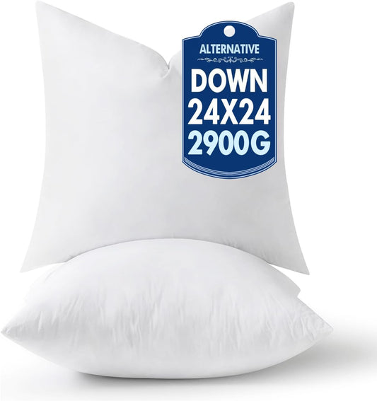 MIULEE 24x24 Pillow Inserts,Down Alternative Pack of 2 Euro Decorative Throw Pillows for Sofa Couch Bed, Ultra Soft Fluffy Bed Sleeping Form