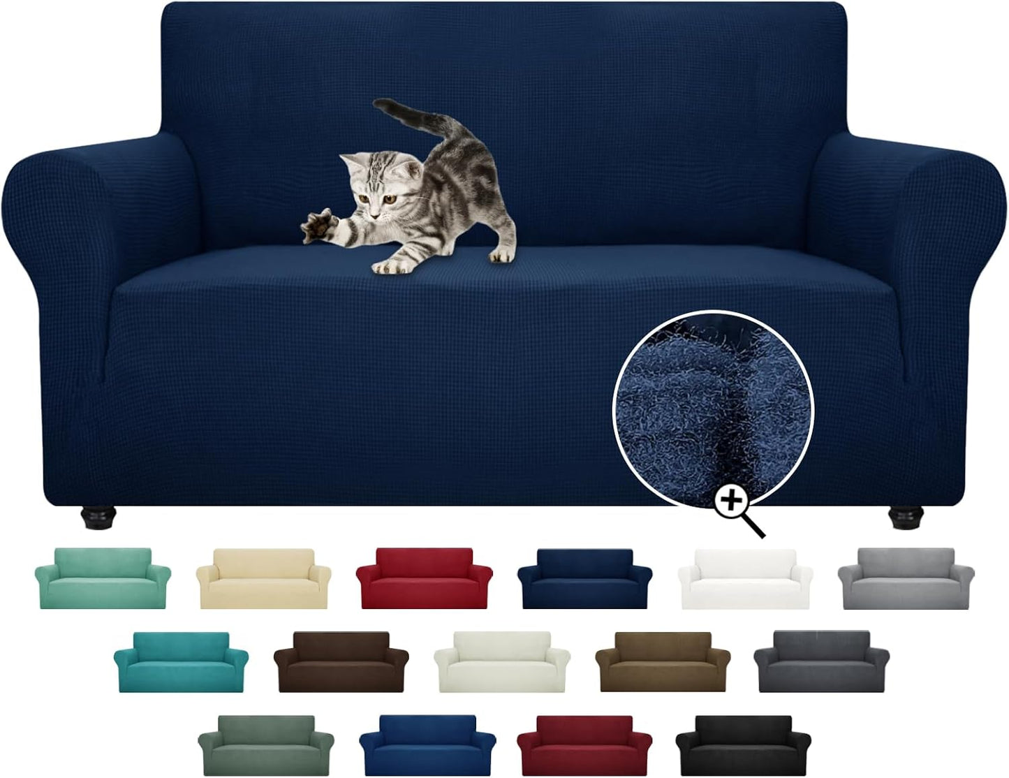ZNSAYOTX Super Stretch Couch Cover (72"-92") Universal Sofa Covers with Elastic Bottom, Dog Cat Pets Friendly Washable Furniture Protector Fitted Sofa Slipcovers Stay in Place (Dark Grey, Sofa)