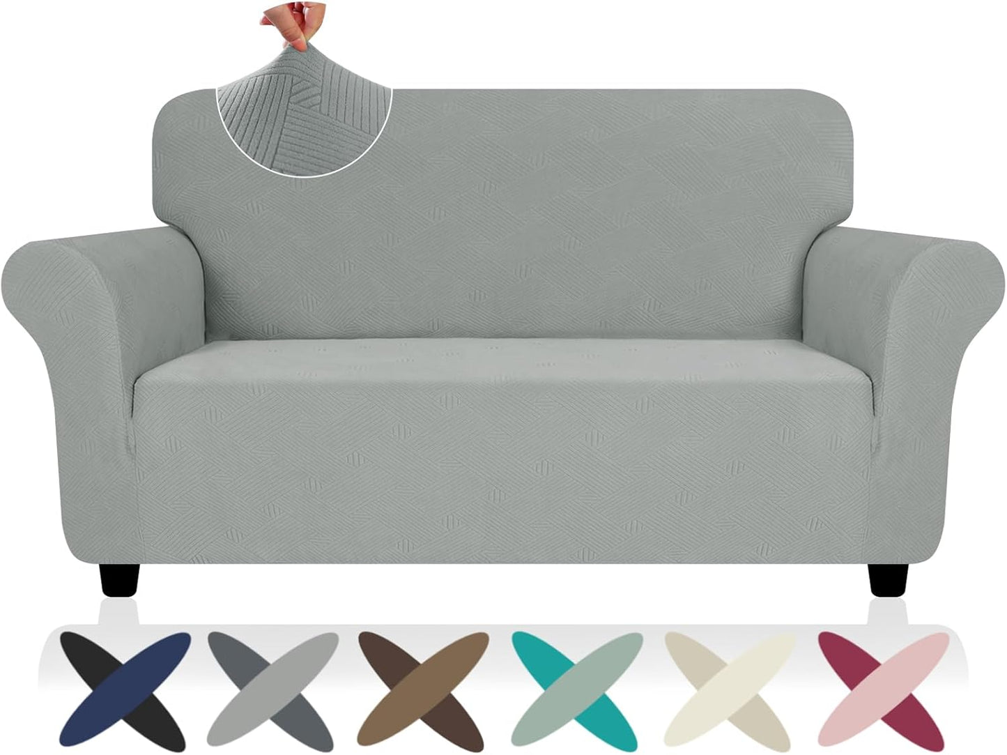 ZNSAYOTX Super Stretch Couch Cover (72"-92") Universal Sofa Covers with Elastic Bottom, Dog Cat Pets Friendly Washable Furniture Protector Fitted Sofa Slipcovers Stay in Place (Dark Grey, Sofa)