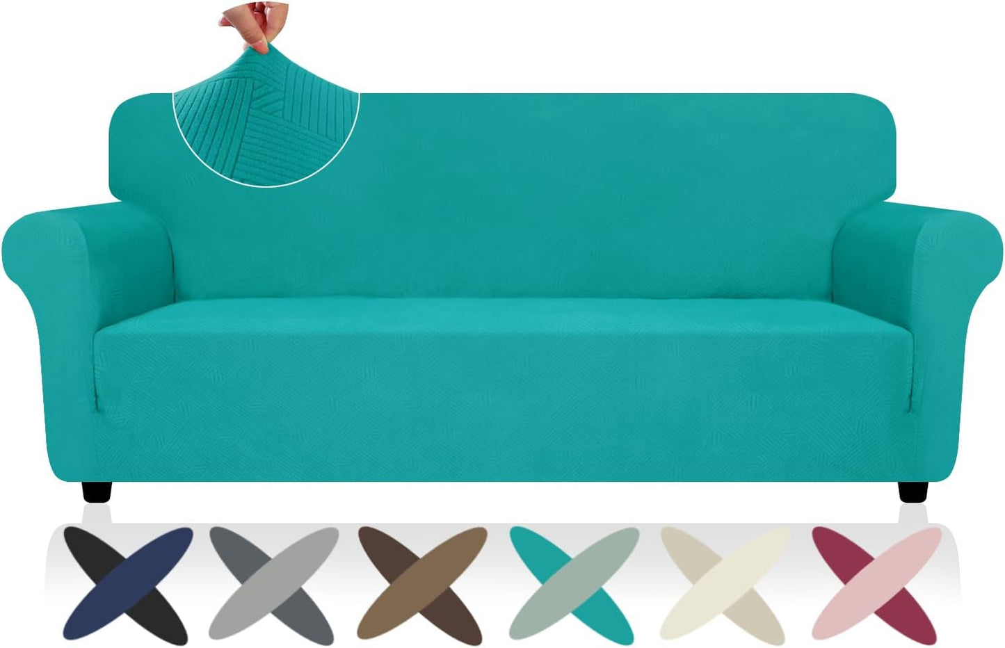 ZNSAYOTX Super Stretch Couch Cover (72"-92") Universal Sofa Covers with Elastic Bottom, Dog Cat Pets Friendly Washable Furniture Protector Fitted Sofa Slipcovers Stay in Place (Dark Grey, Sofa)