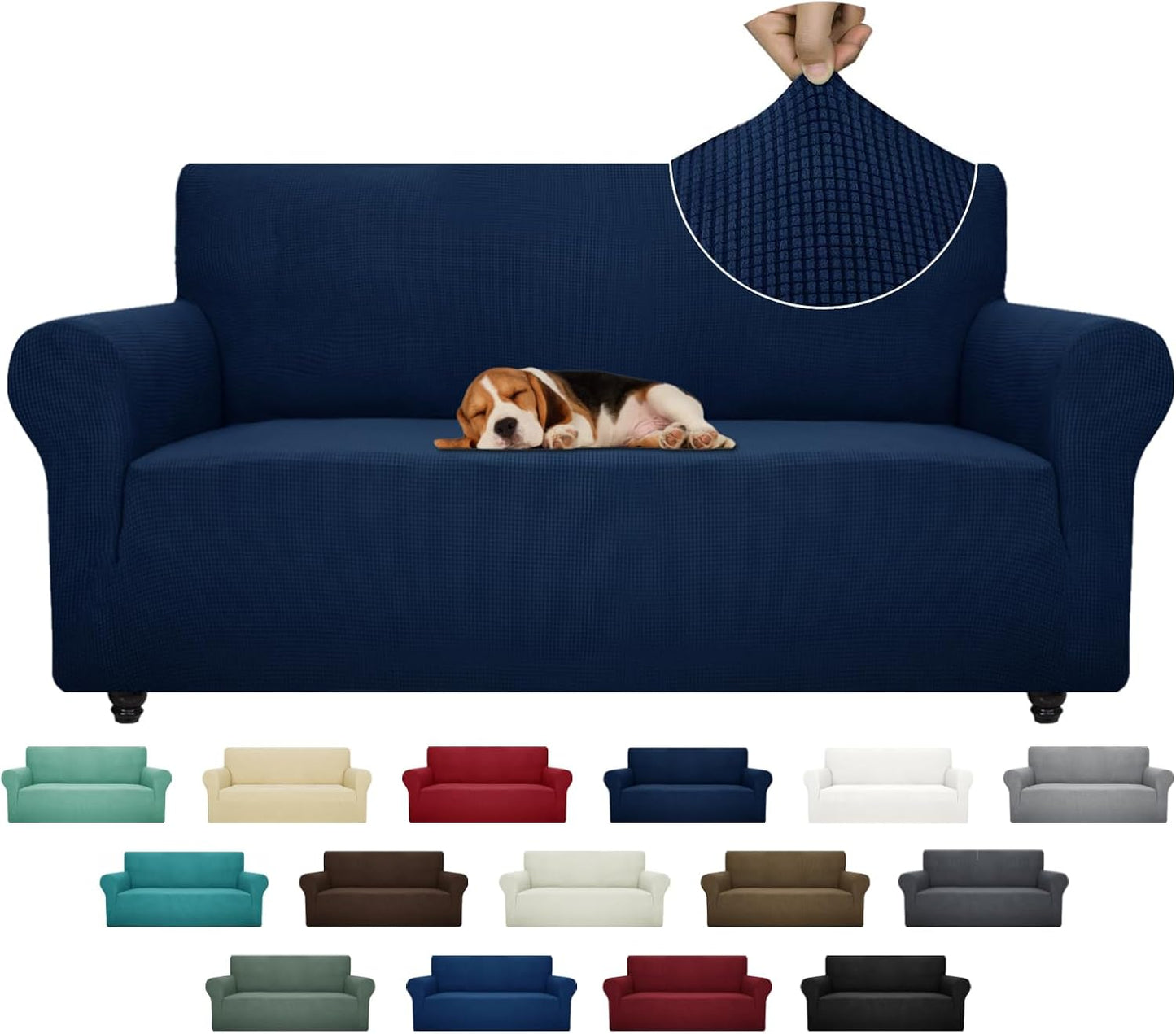 ZNSAYOTX Super Stretch Couch Cover (72"-92") Universal Sofa Covers with Elastic Bottom, Dog Cat Pets Friendly Washable Furniture Protector Fitted Sofa Slipcovers Stay in Place (Dark Grey, Sofa)