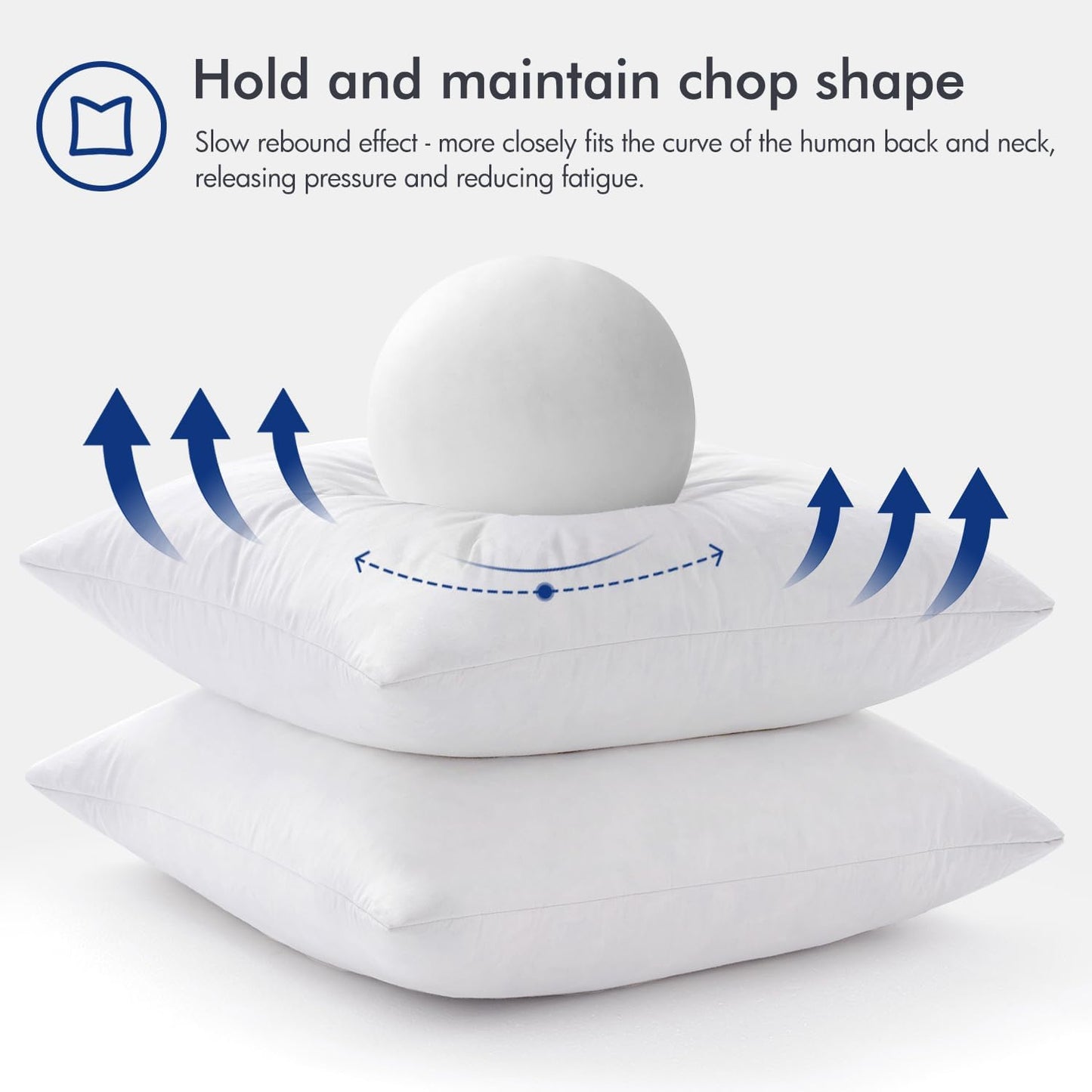MIULEE 22x22 Pillow Inserts,Set of 2 Down Feather Throw Pillows for Couch Sofa Bed, Decorative Fluffy Throw Pillow Inserts Cotton Fabric,White
