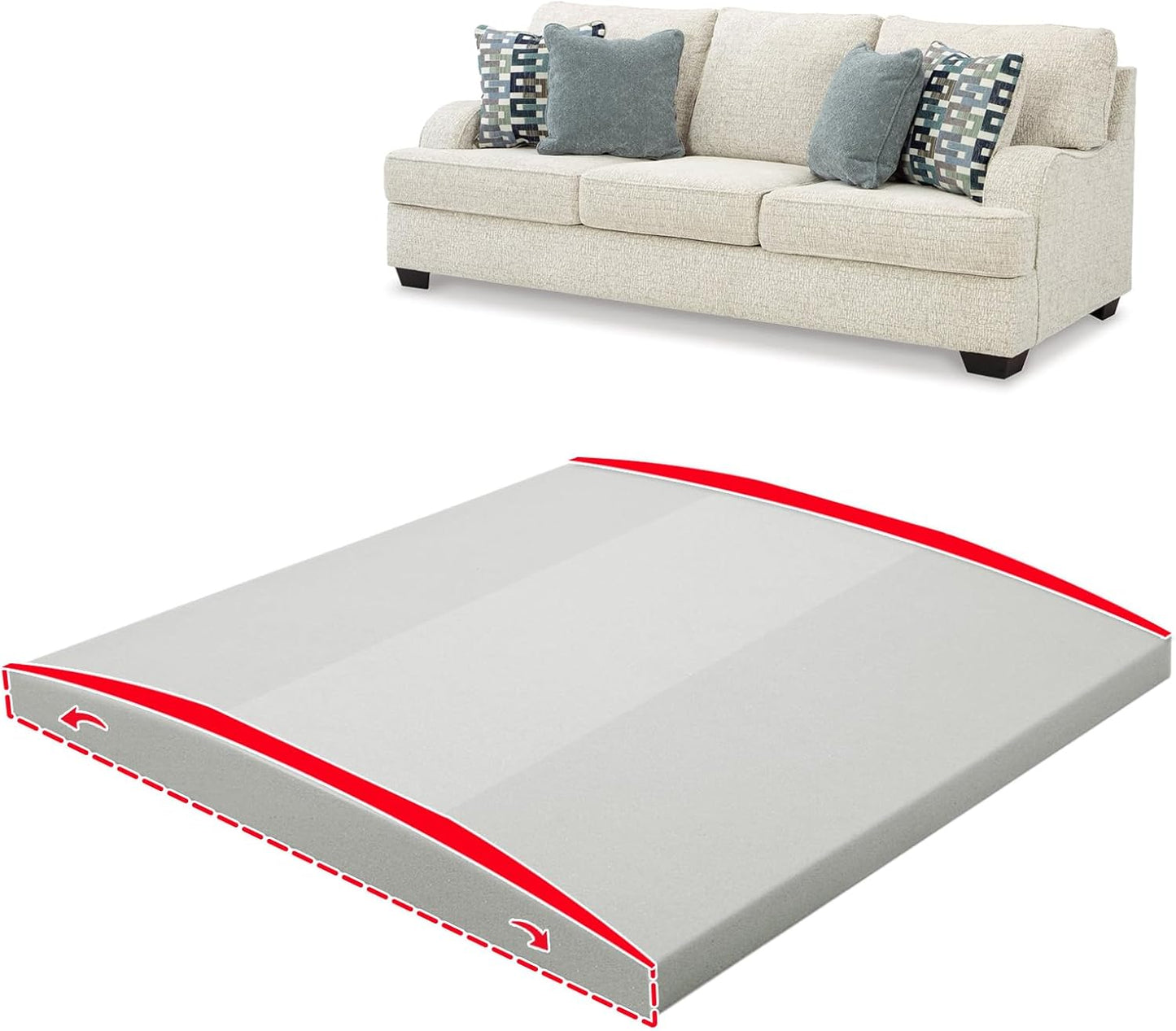HAVARGO Couch Cushion Support High Density Foam 22X22X2.4 Inches Sofa Couch Supports for Sagging Cushions Light Grey 3Pc with Anti Slip Mesh Fabric