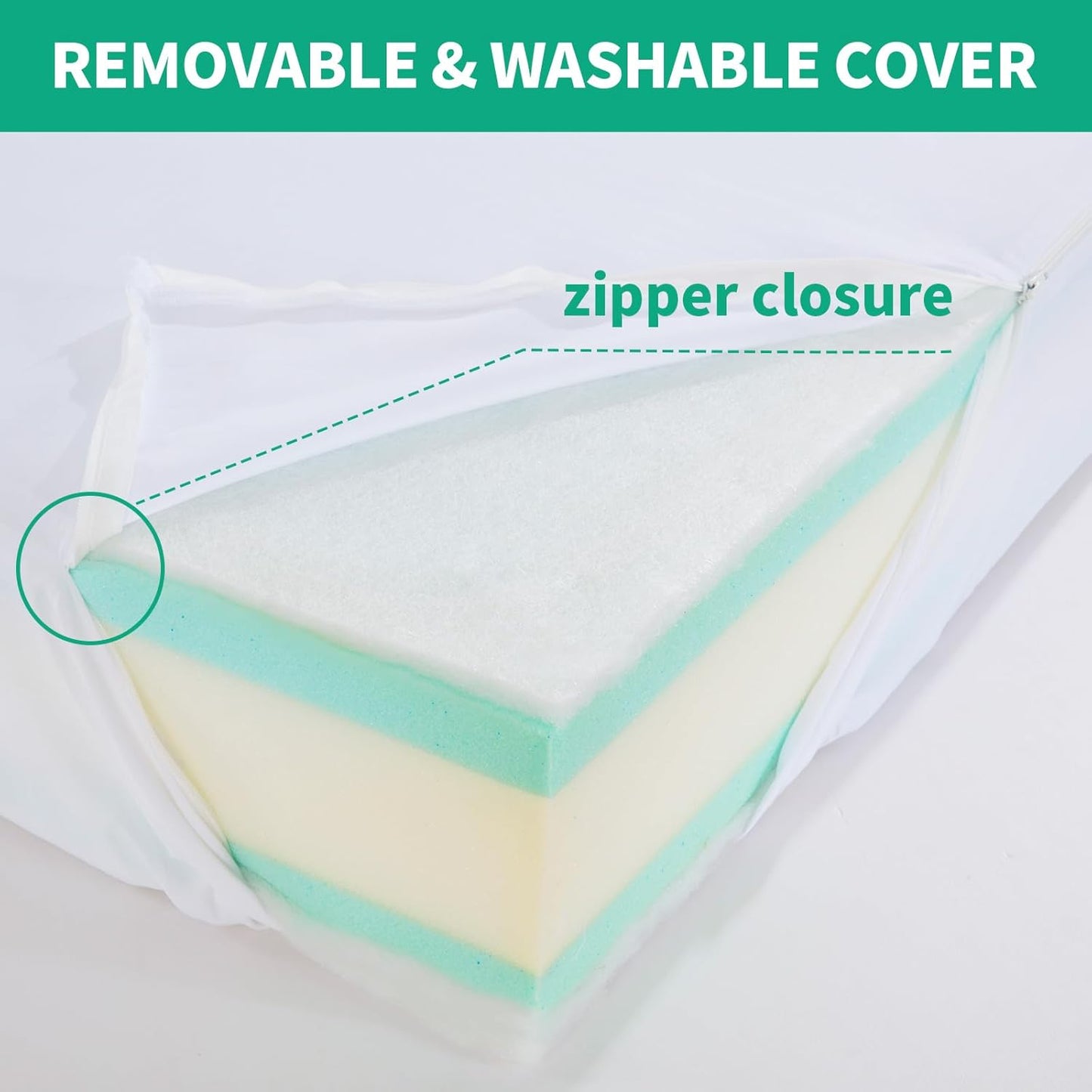 HOMBYS Memory Foam Couch Cushion Replacement, High Density Upholstery Foam Wrapped with Memory Foam & Polyester Batting, Sofa Cushions Inserts with Dacron Fiber Layer,with Removable Cover,6"x24"x27"