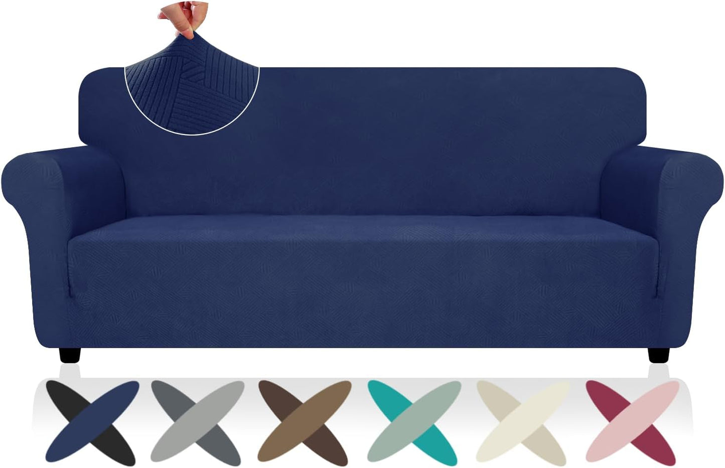 ZNSAYOTX Super Stretch Couch Cover (72"-92") Universal Sofa Covers with Elastic Bottom, Dog Cat Pets Friendly Washable Furniture Protector Fitted Sofa Slipcovers Stay in Place (Dark Grey, Sofa)