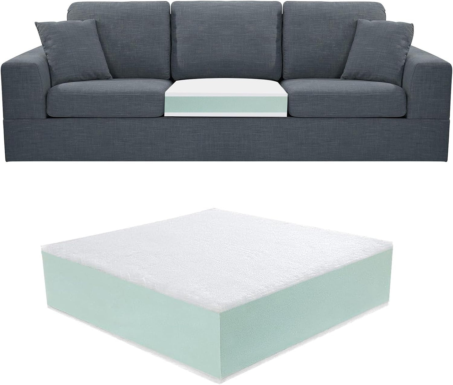FOUXTEL Extra Thickness 5 Layer Couch Cushion Replacement, 24"x24"x6" Sofa Cushions Replacement,100% 25D Foam Upholstery Cushion, Supportive&Soft Sofa Cushion Foam with Removable Cover