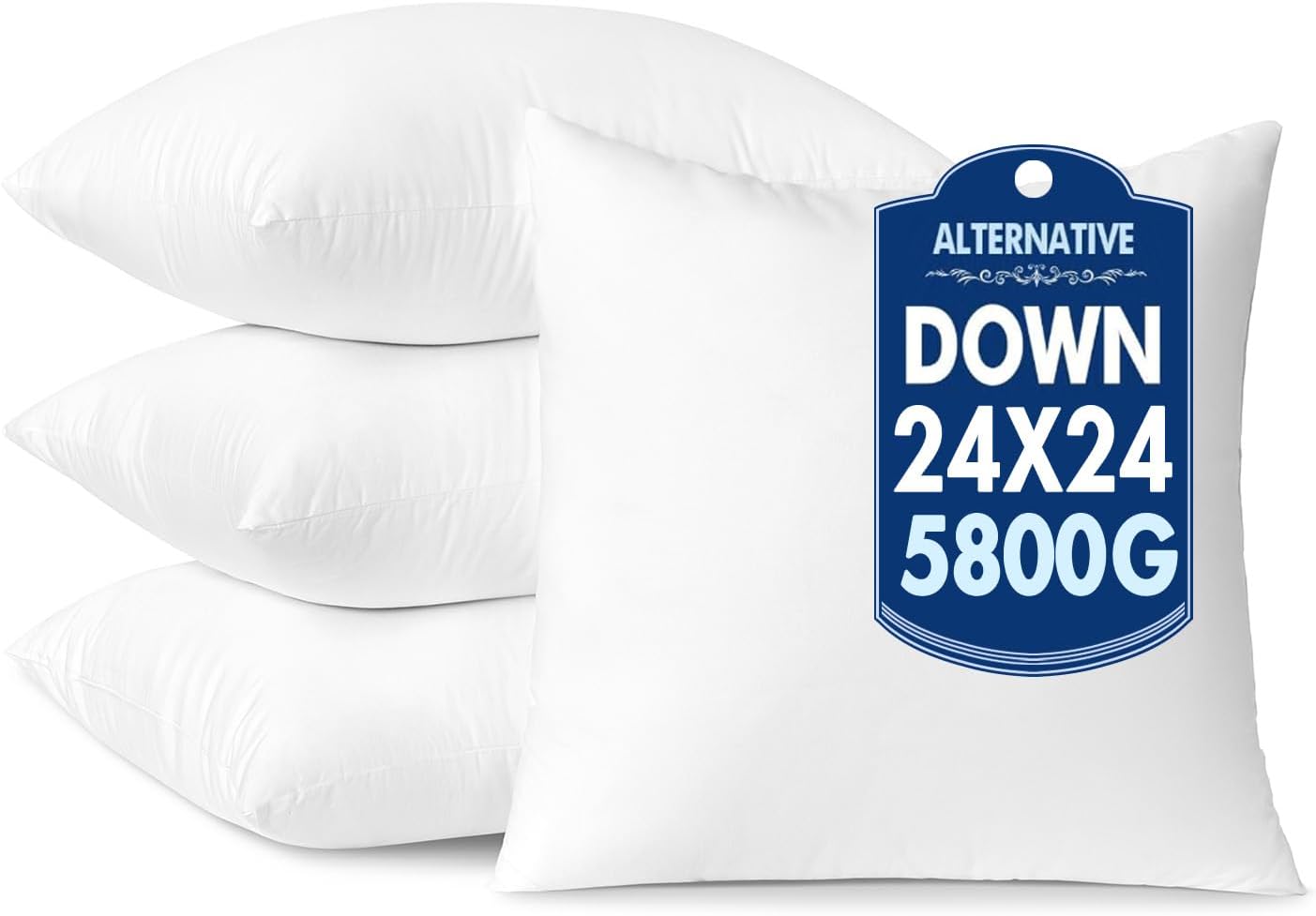 MIULEE 24x24 Pillow Inserts,Down Alternative Pack of 2 Euro Decorative Throw Pillows for Sofa Couch Bed, Ultra Soft Fluffy Bed Sleeping Form