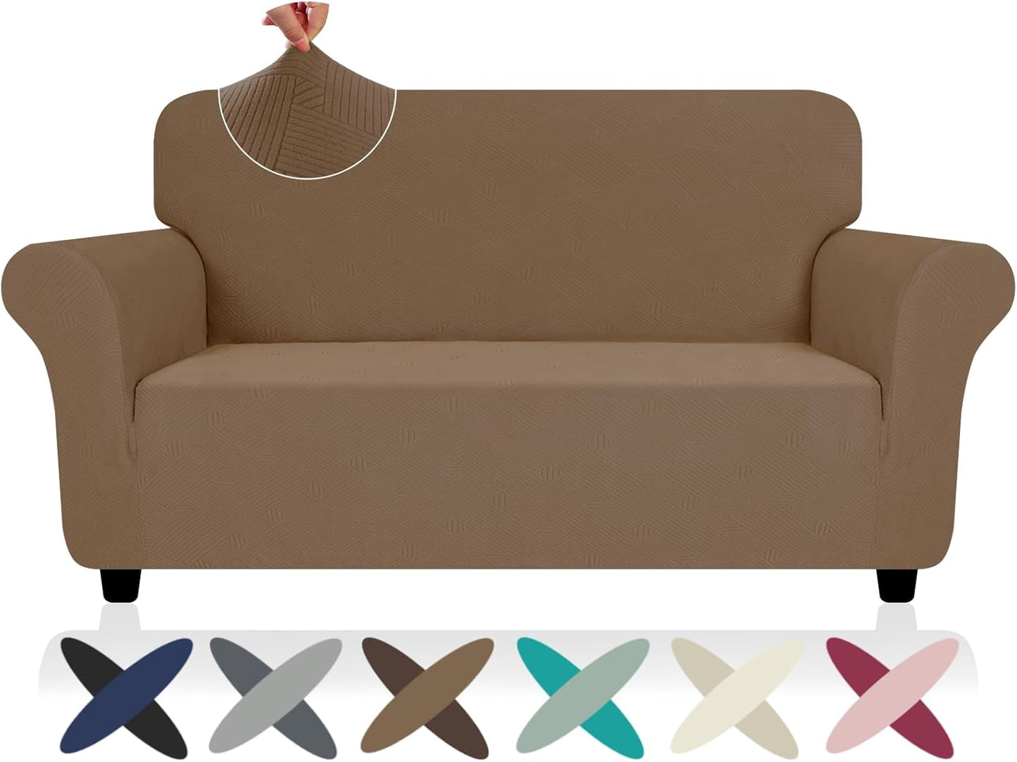 ZNSAYOTX Super Stretch Couch Cover (72"-92") Universal Sofa Covers with Elastic Bottom, Dog Cat Pets Friendly Washable Furniture Protector Fitted Sofa Slipcovers Stay in Place (Dark Grey, Sofa)
