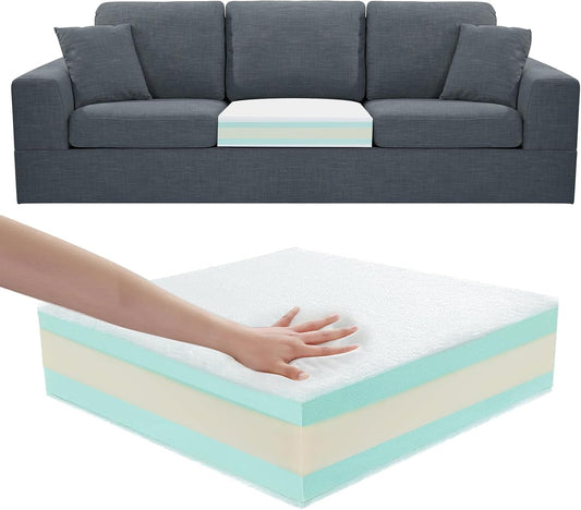 FOUXTEL Extra Thickness 5 Layer Couch Cushion Replacement, 24"x24"x6" Sofa Cushions Replacement,100% 25D Foam Upholstery Cushion, Supportive&Soft Sofa Cushion Foam with Removable Cover