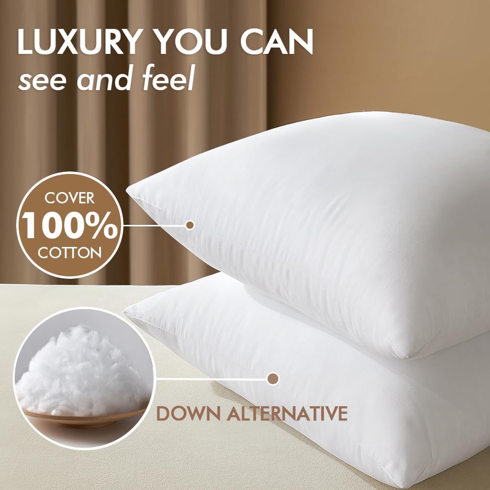 MIULEE 24x24 Pillow Inserts,Down Alternative Pack of 2 Euro Decorative Throw Pillows for Sofa Couch Bed, Ultra Soft Fluffy Bed Sleeping Form